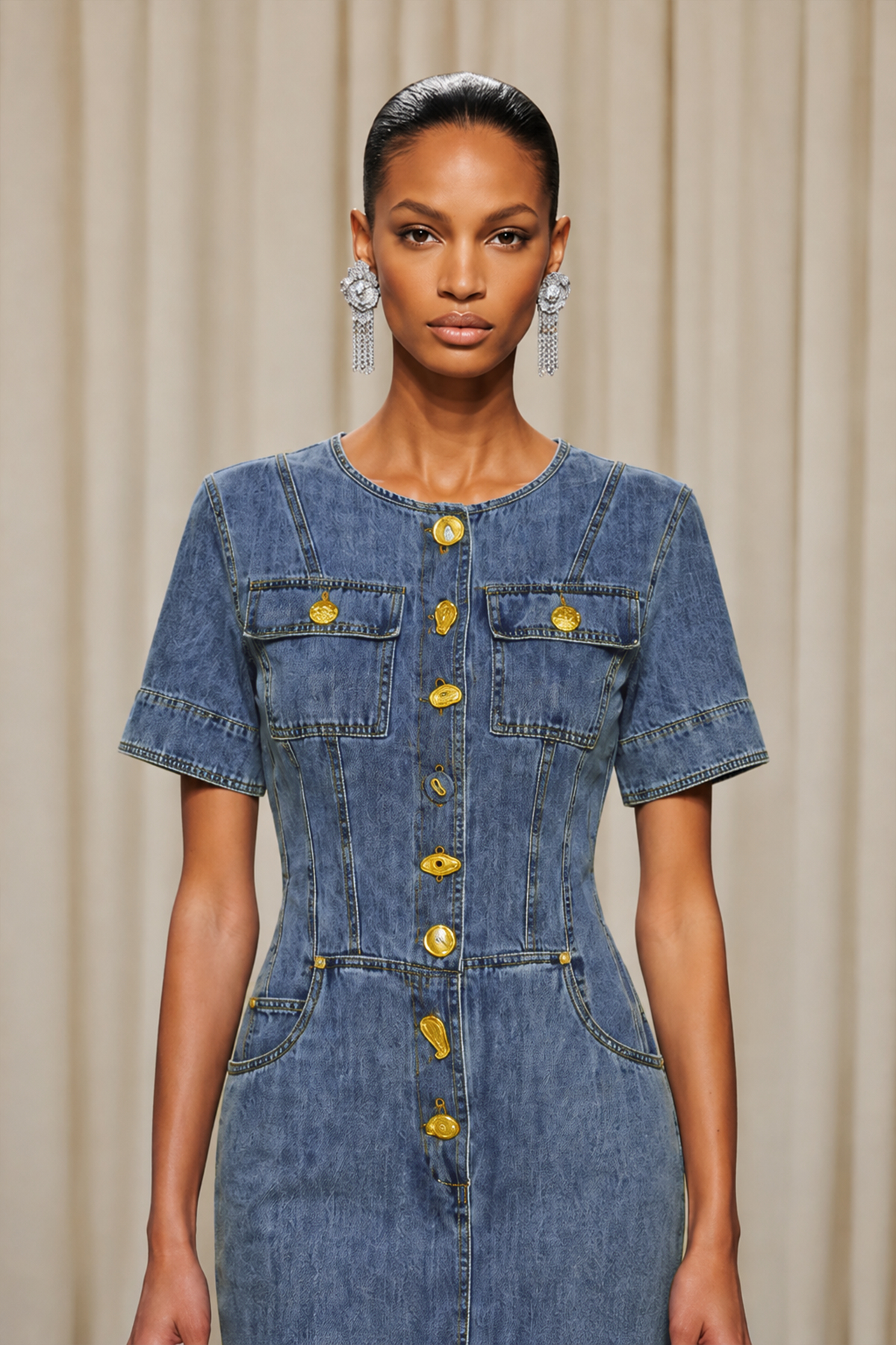 Ittay Embellished Denim Mini Dress