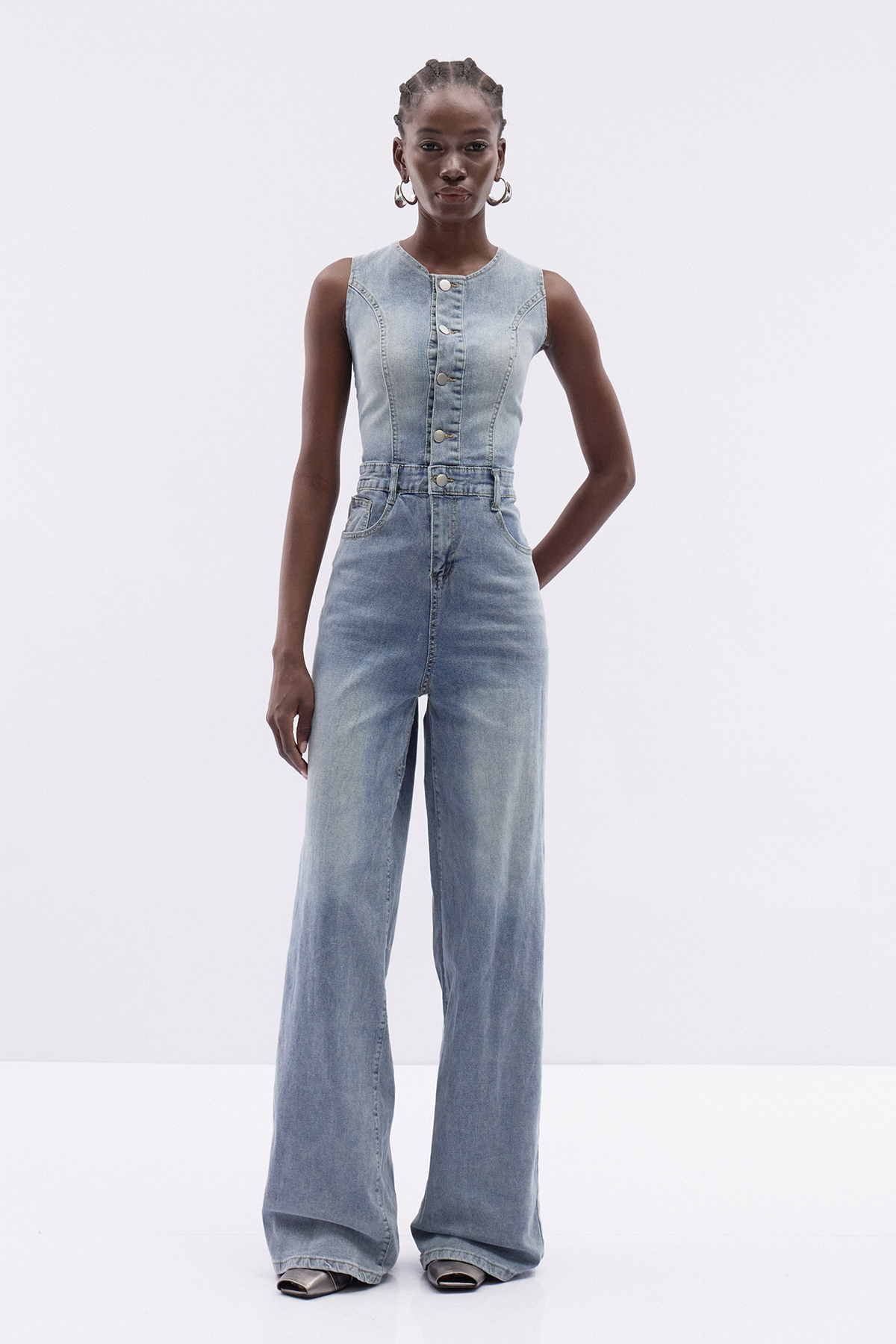Itxaro Sleeveless Denim Jumpsuit