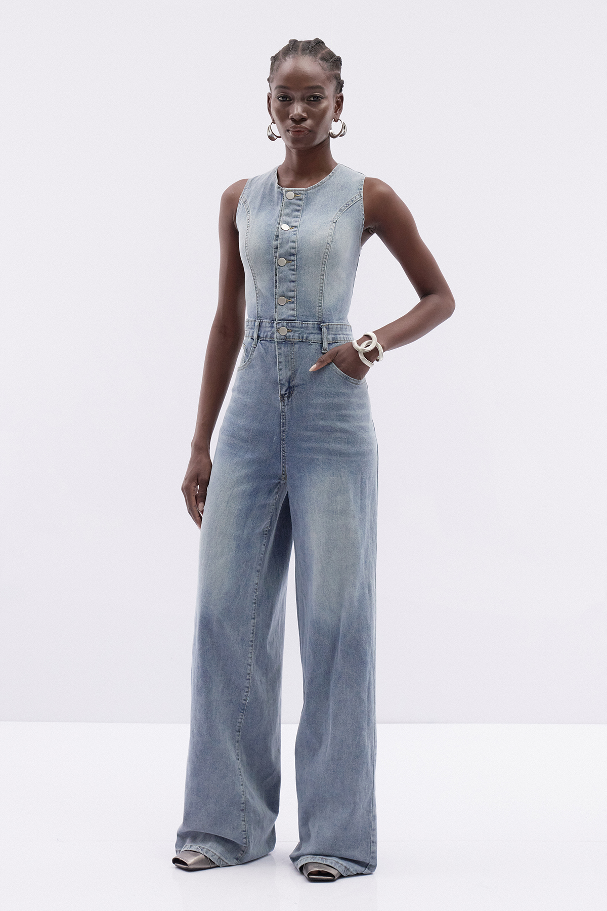 Itxaro Sleeveless Denim Jumpsuit