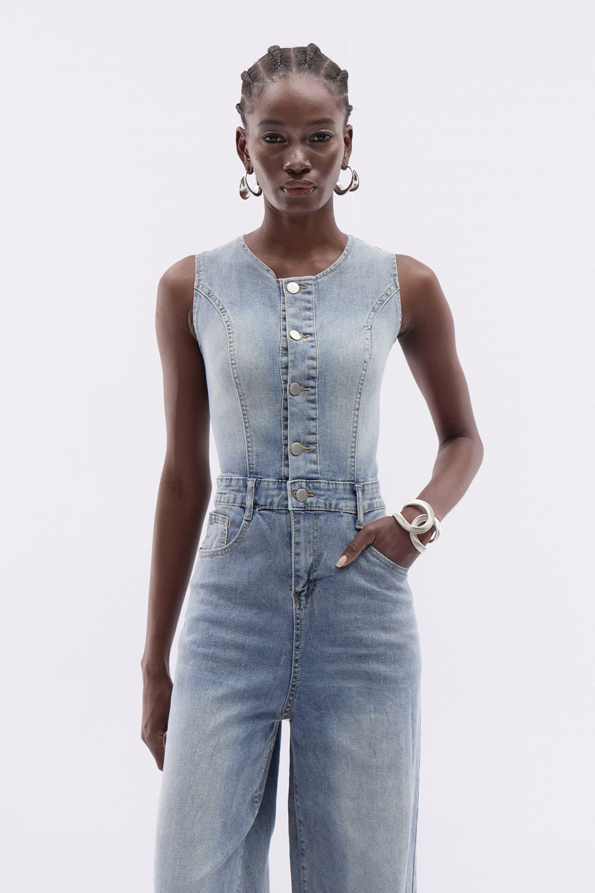 Itxaro Sleeveless Denim Jumpsuit