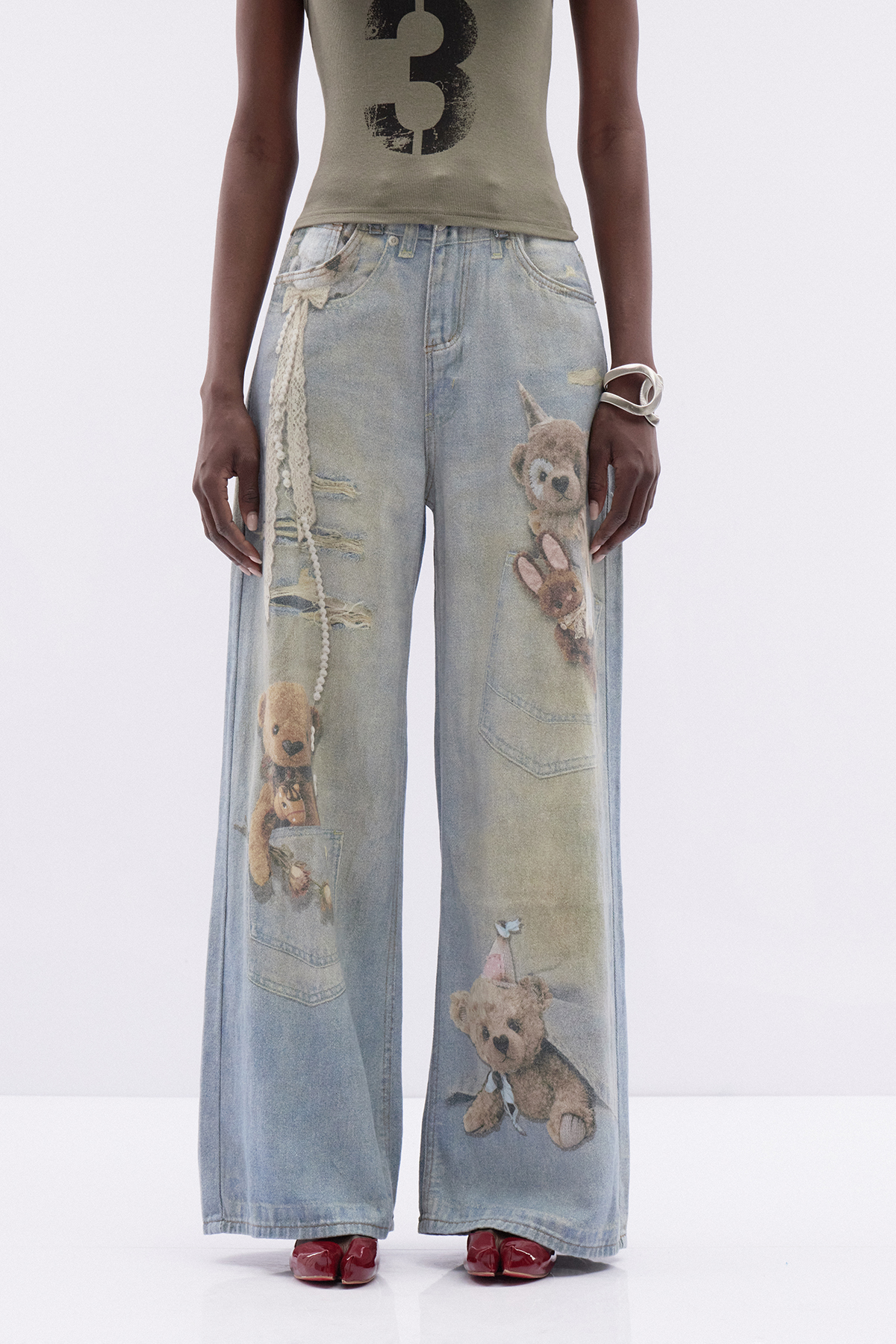 Itxaso Ripped Print Jeans