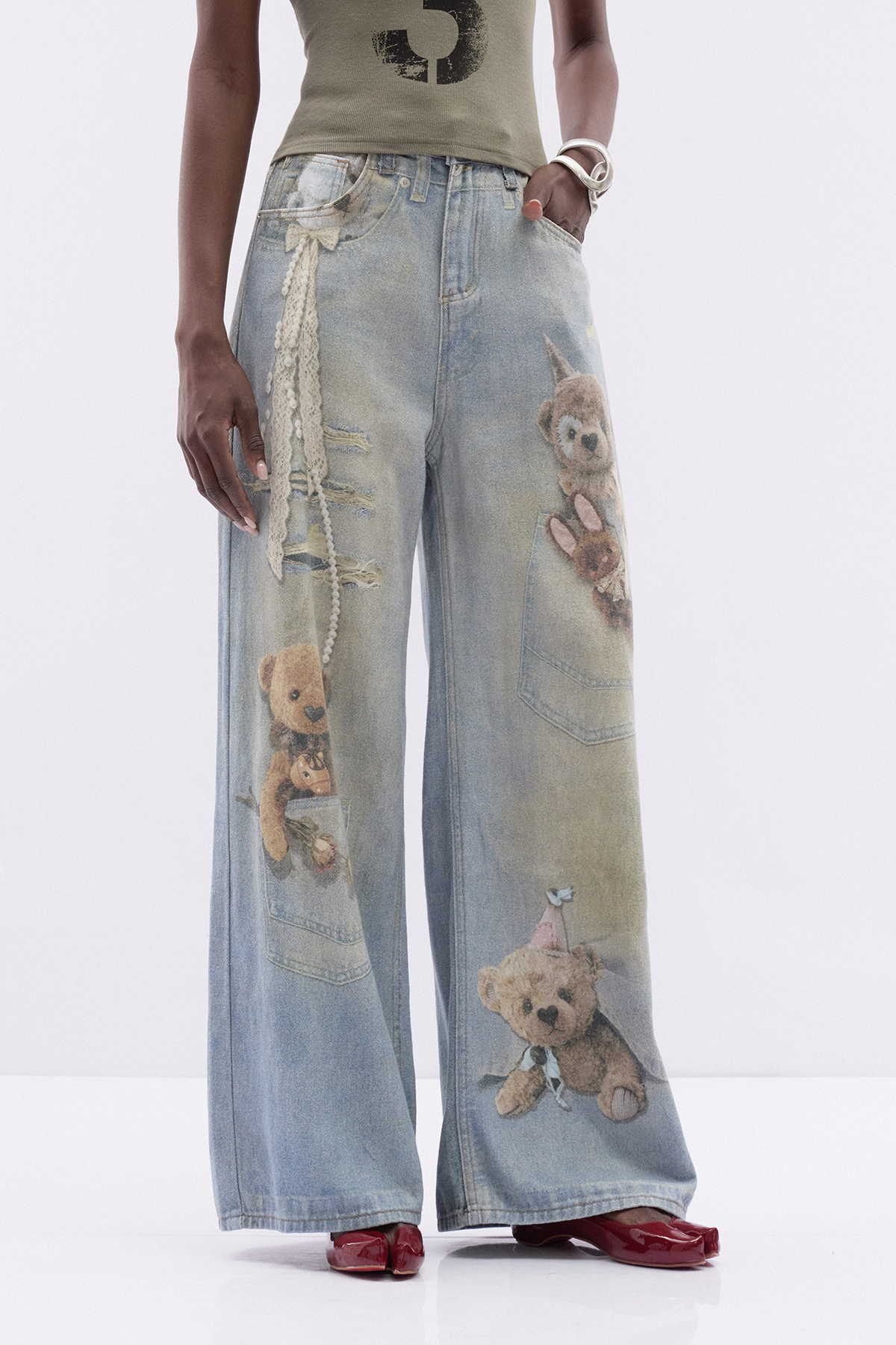 Itxaso Ripped Print Jeans