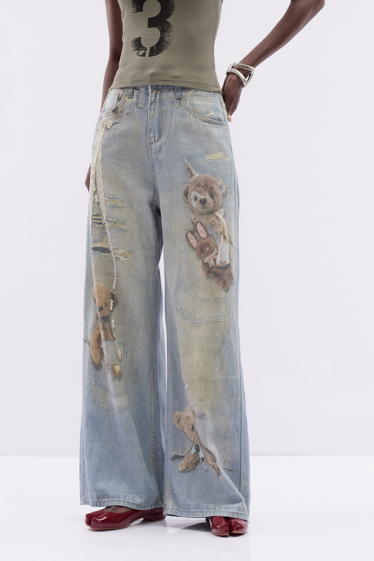 Itxaso Ripped Print Jeans