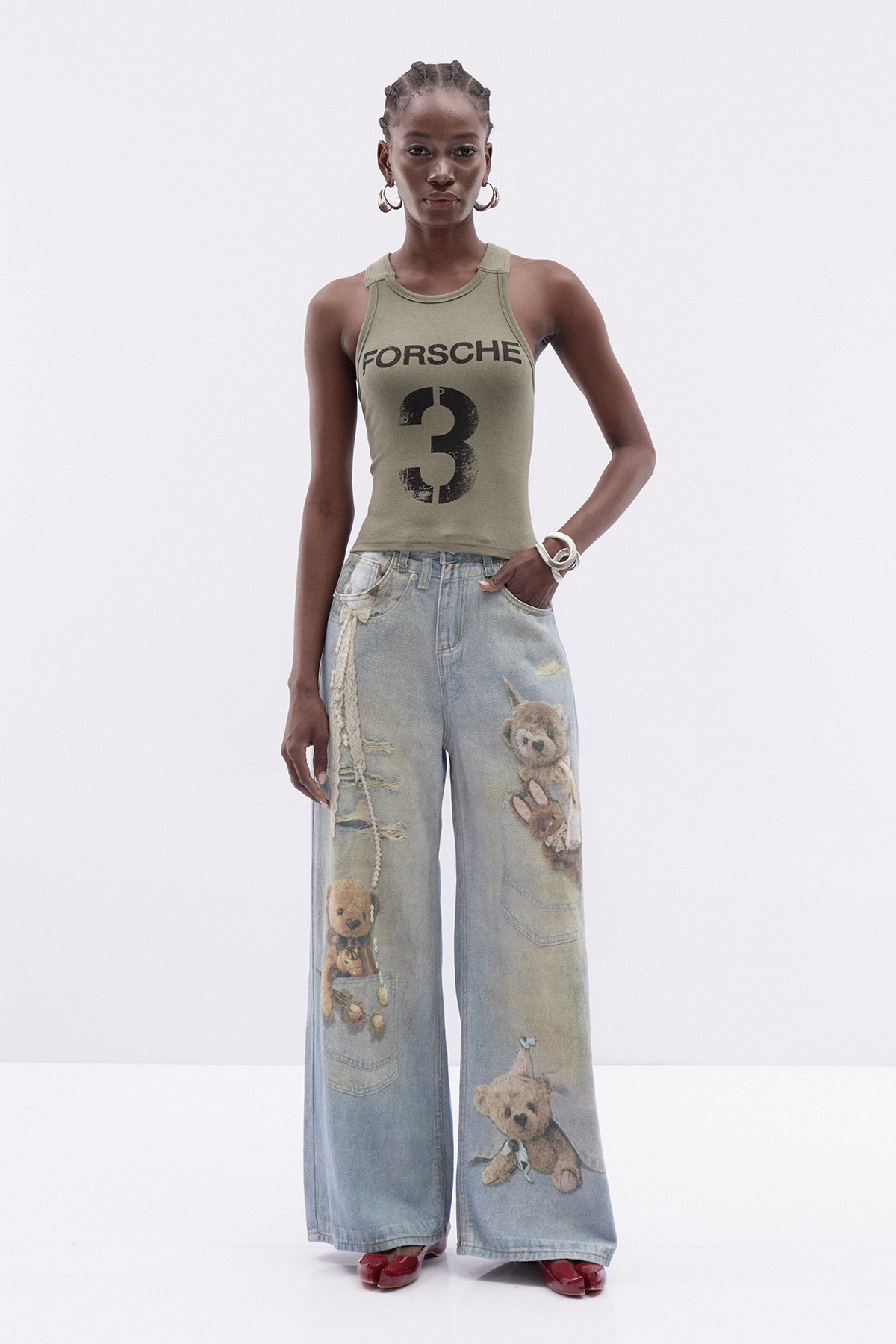 Itxaso Ripped Print Jeans