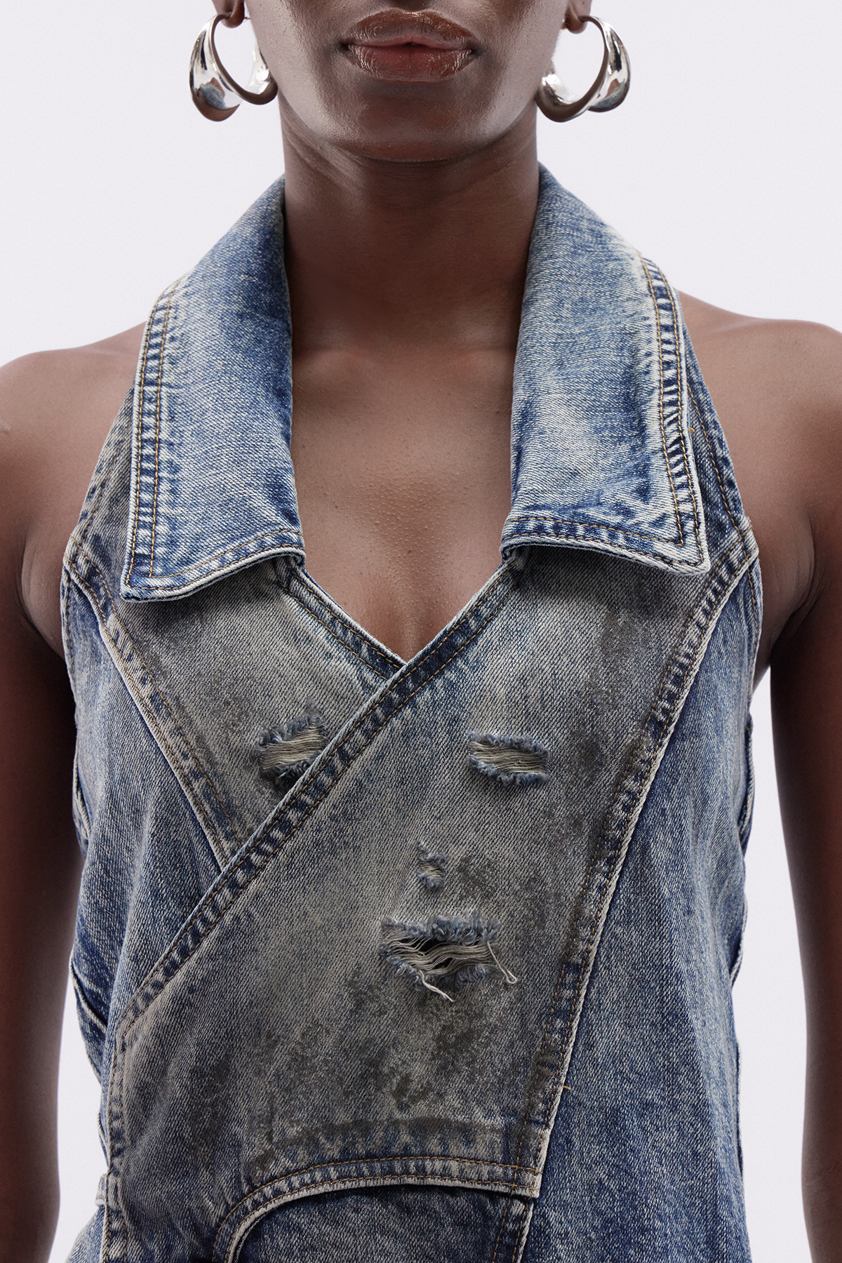 Itzamna Halter Neck Denim Skirt Set