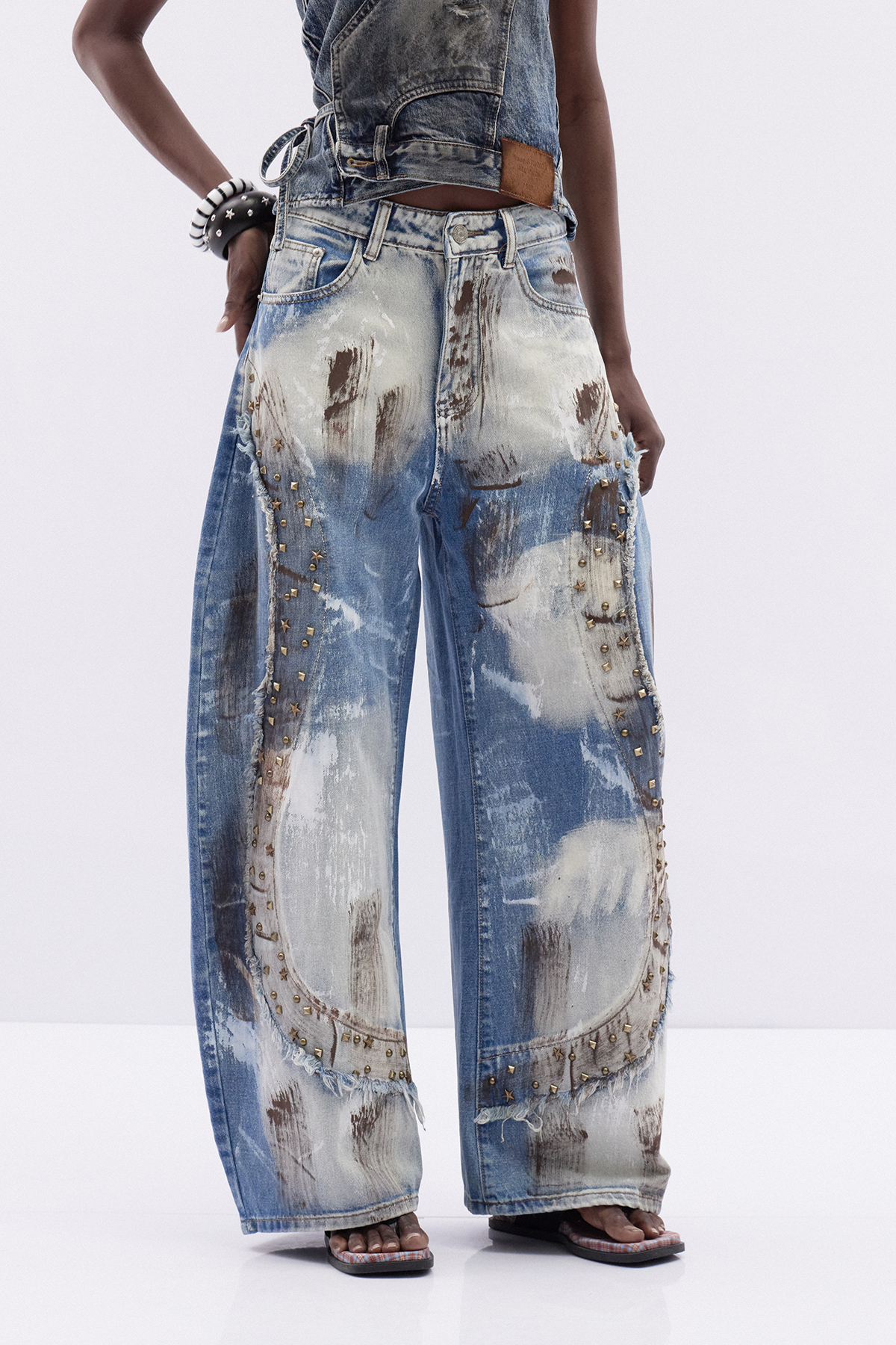 Itzcoatl Studded Baggy Jeans