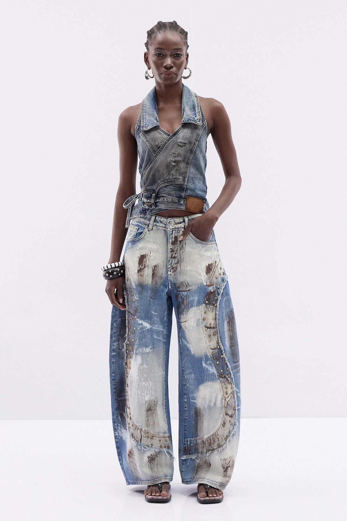 Itzcoatl Studded Baggy Jeans