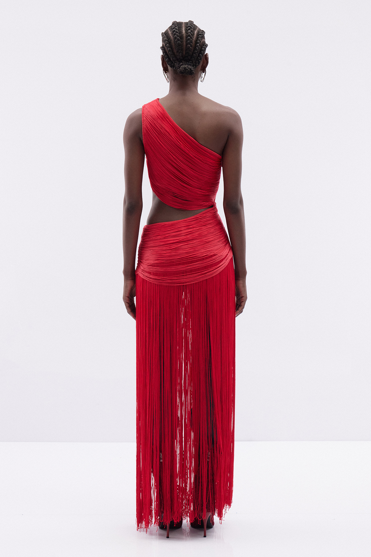 Iudhail One Shoulder Fringe Maxi Dress