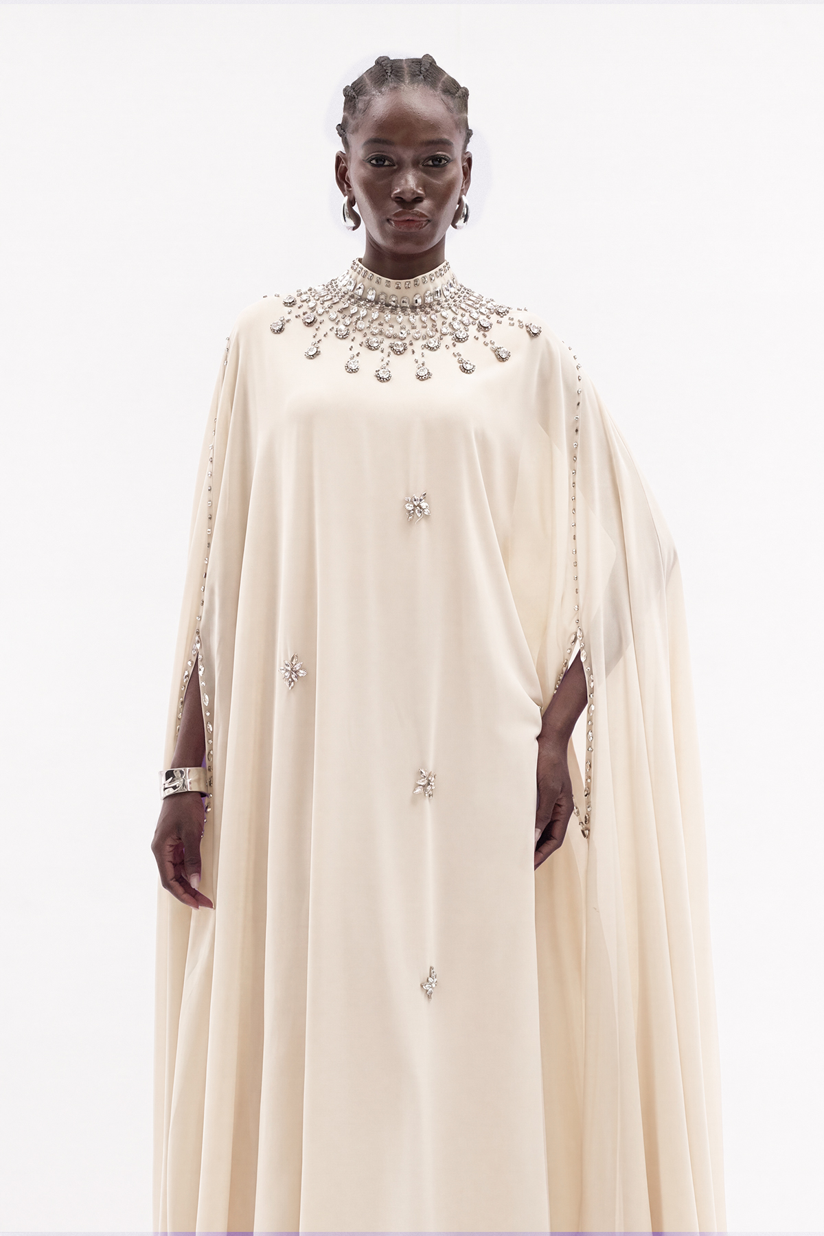 Iuliu Crystal Mesh Maxi Dress In Beige