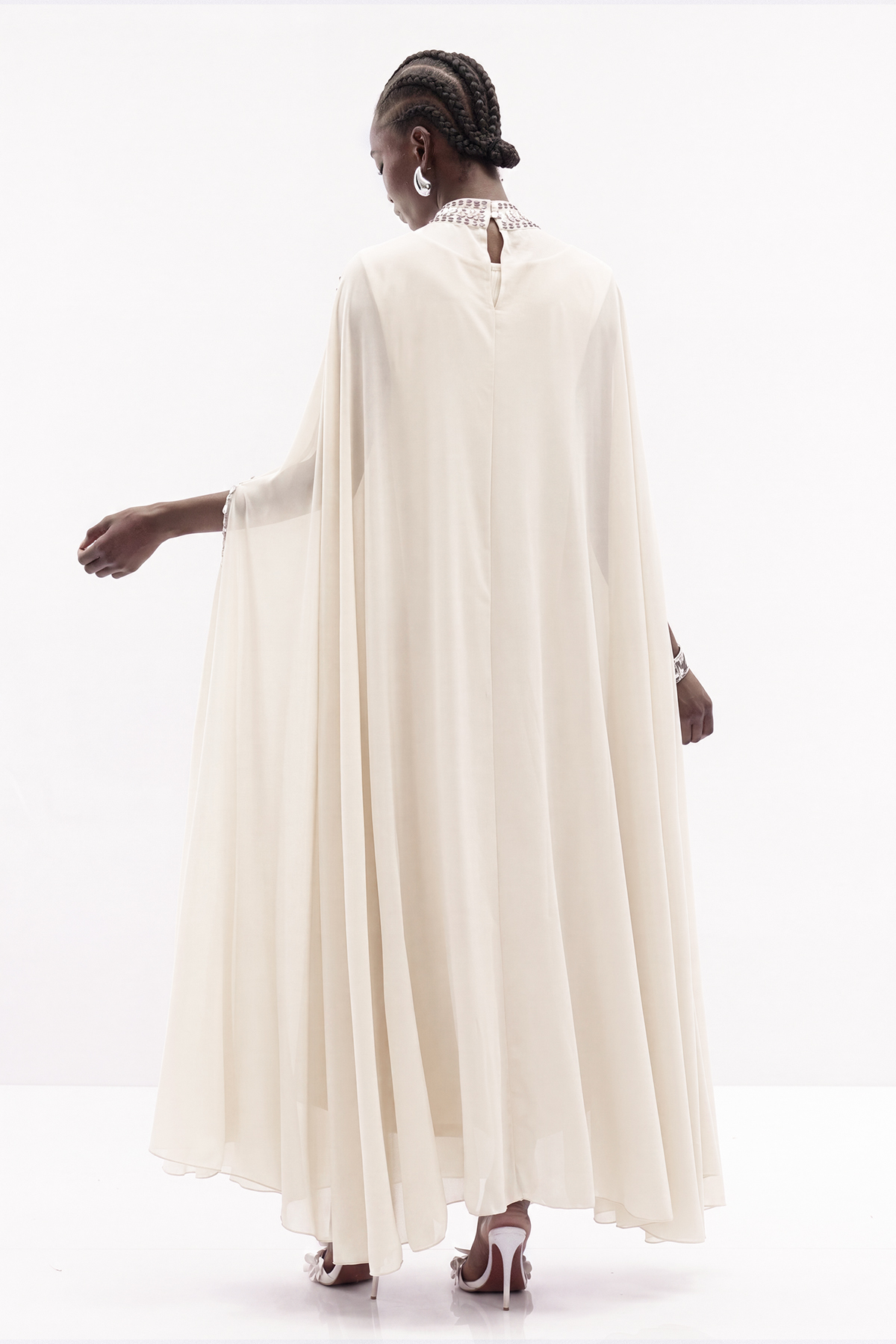 Iuliu Crystal Mesh Maxi Dress In Beige