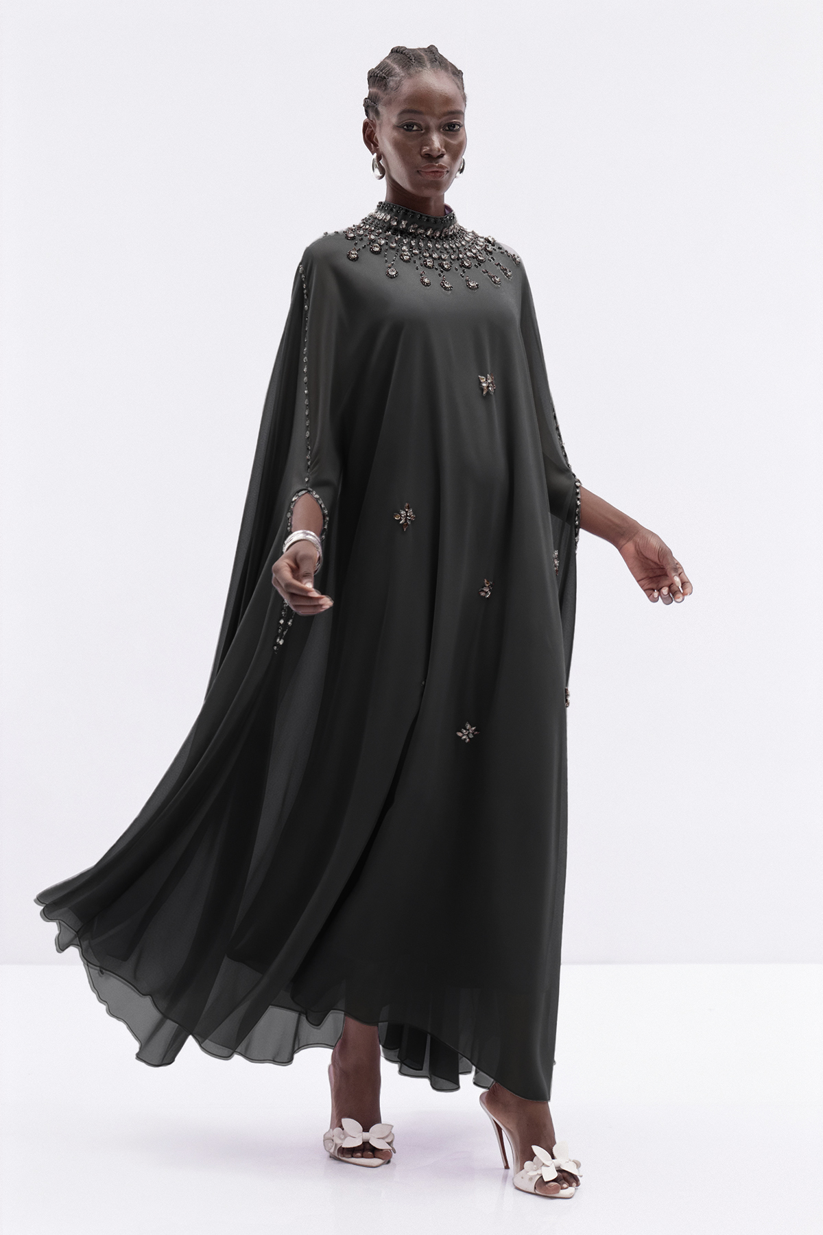 Iuliu Crystal Mesh Maxi Dress In Black
