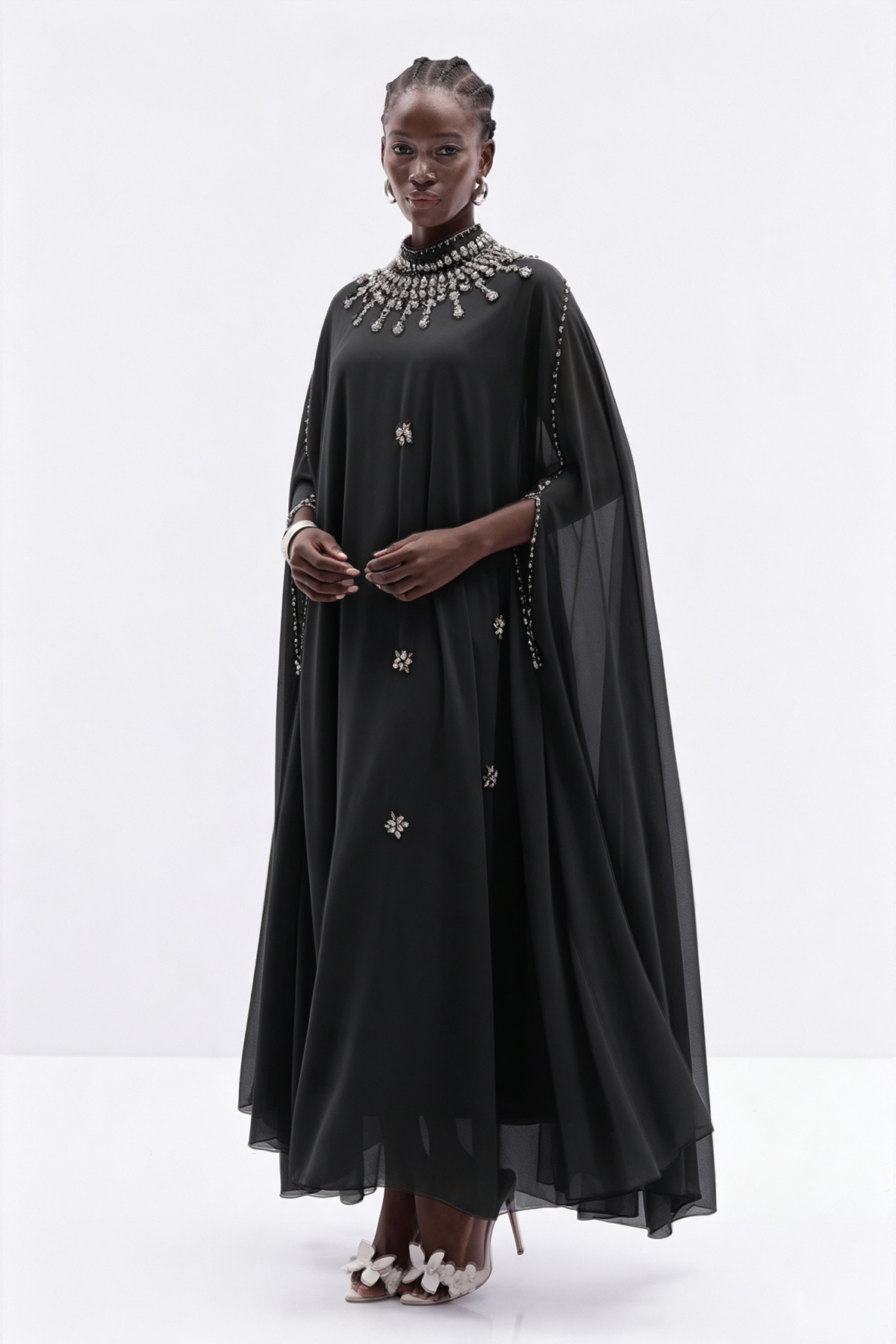 Iuliu Crystal Mesh Maxi Dress In Black