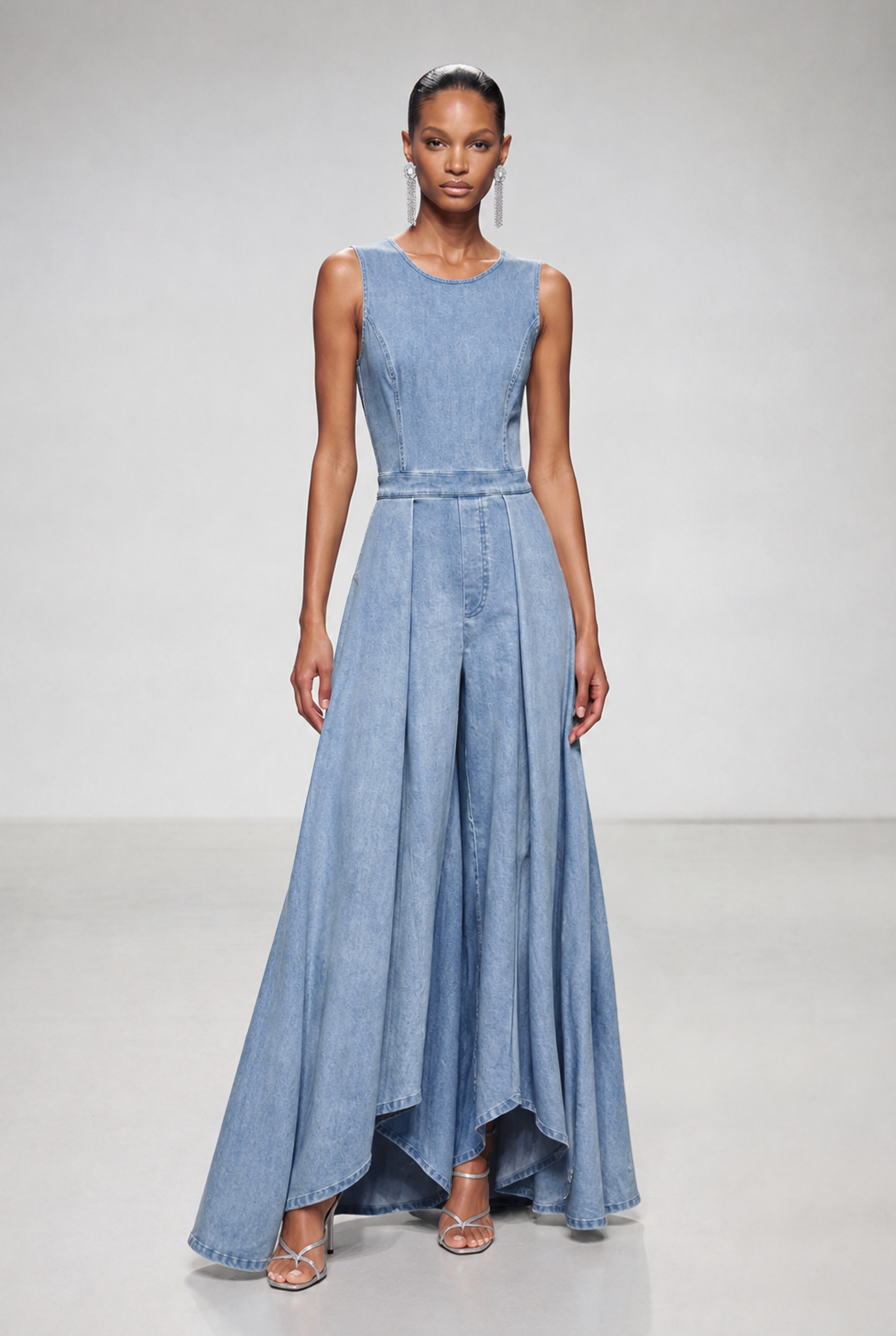 Iunius Sleeveless Ruffle Denim Jumpsuit