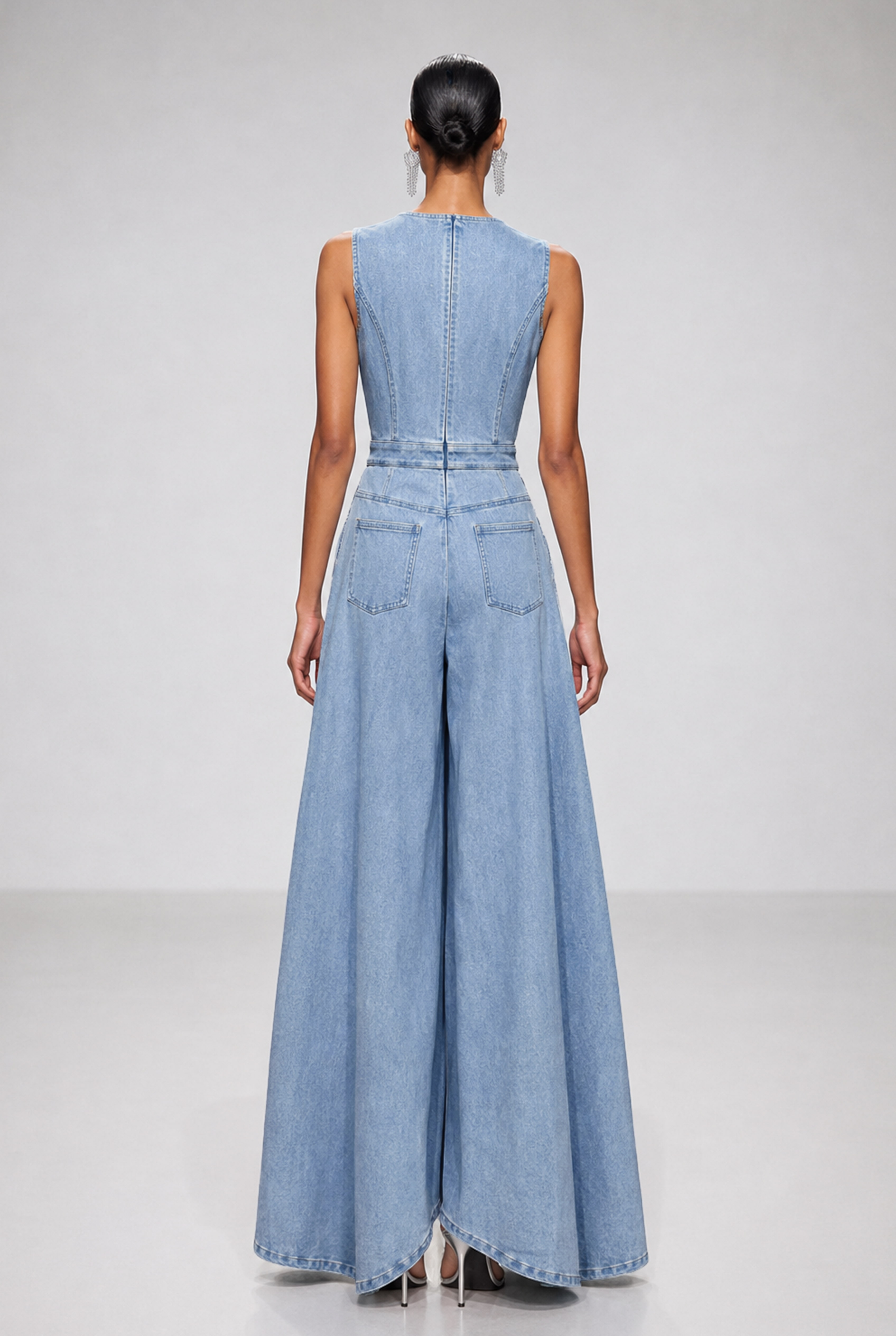 Iunius Sleeveless Ruffle Denim Jumpsuit