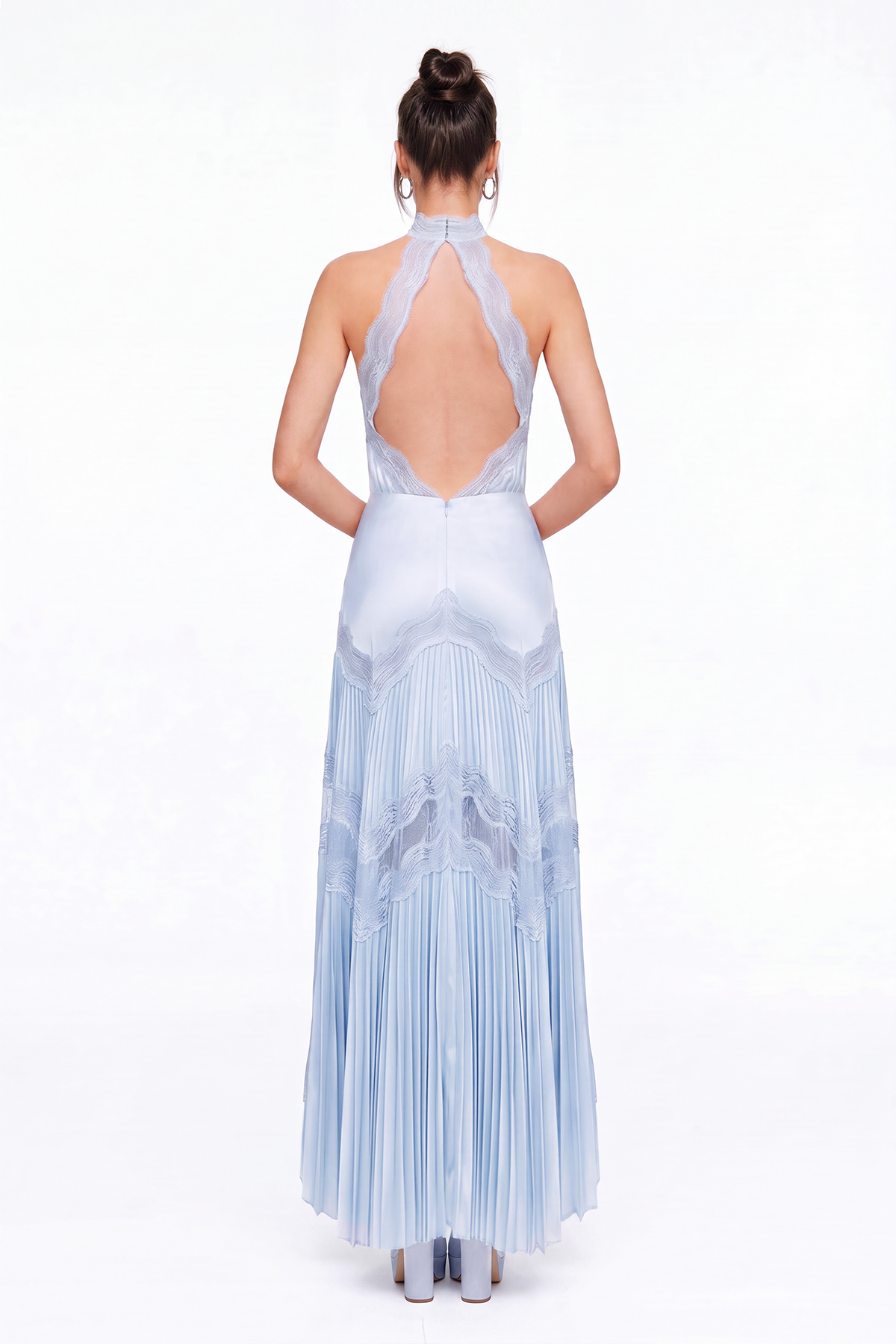 Iuno Halter Neck Lace Cutout Maxi Dress
