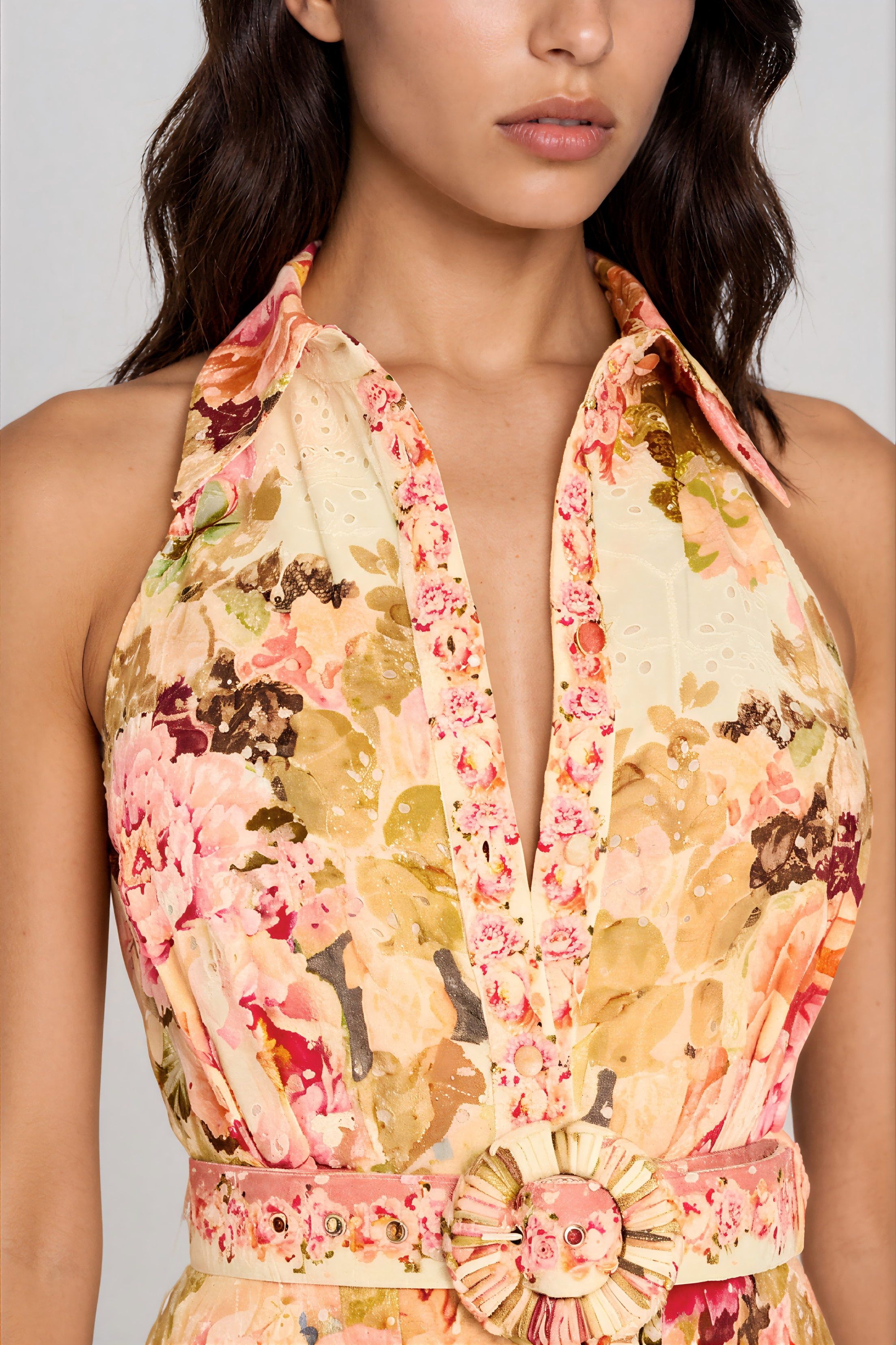 Iuppiter Halter Neck Floral Maxi Dress