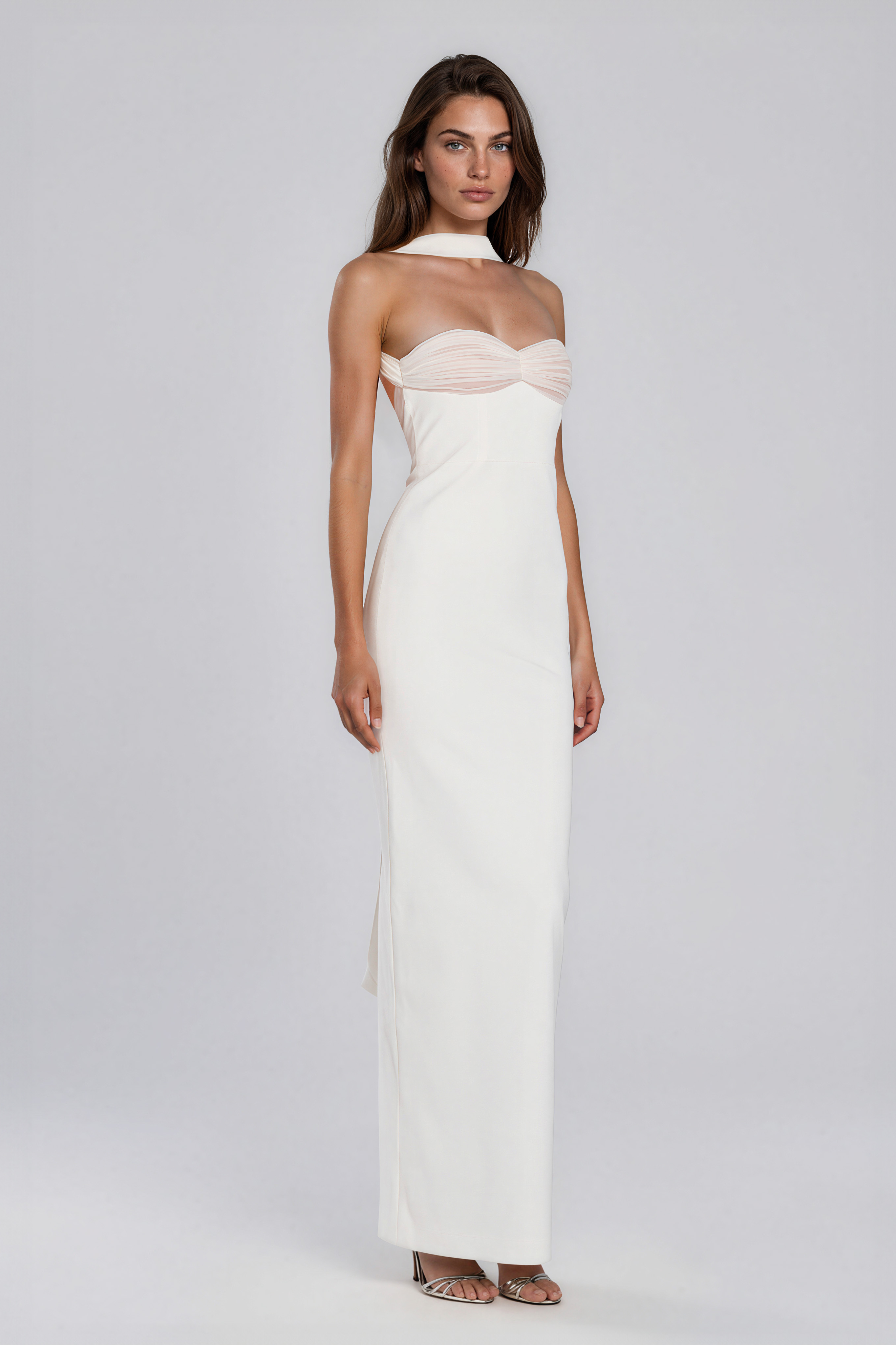 Iustinianus Backless Mesh Maxi Dress