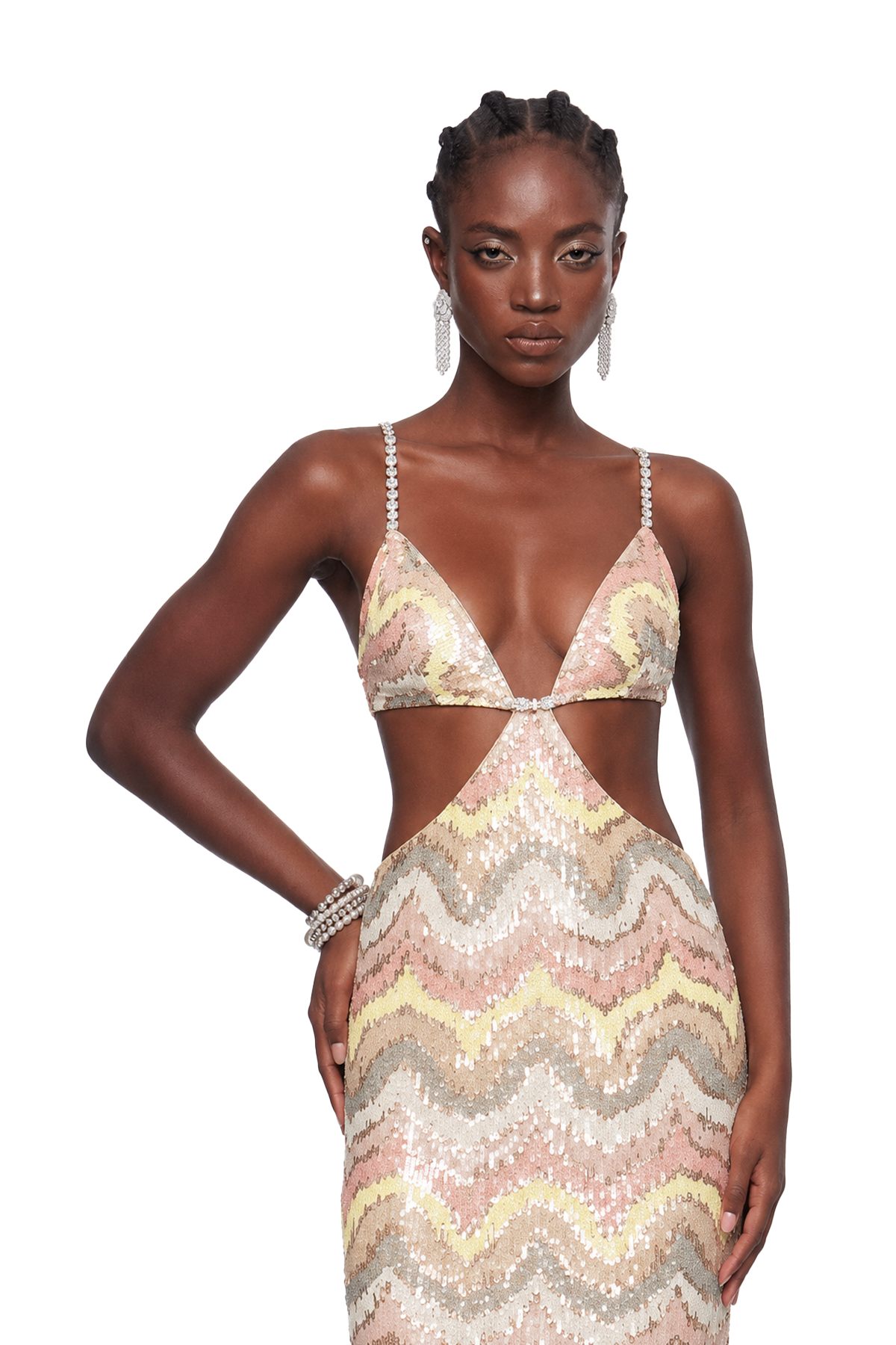 Iustinus Sequin Backless Maxi Dress