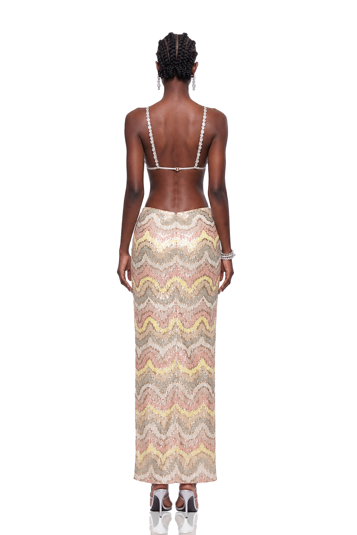 Iustinus Sequin Backless Maxi Dress