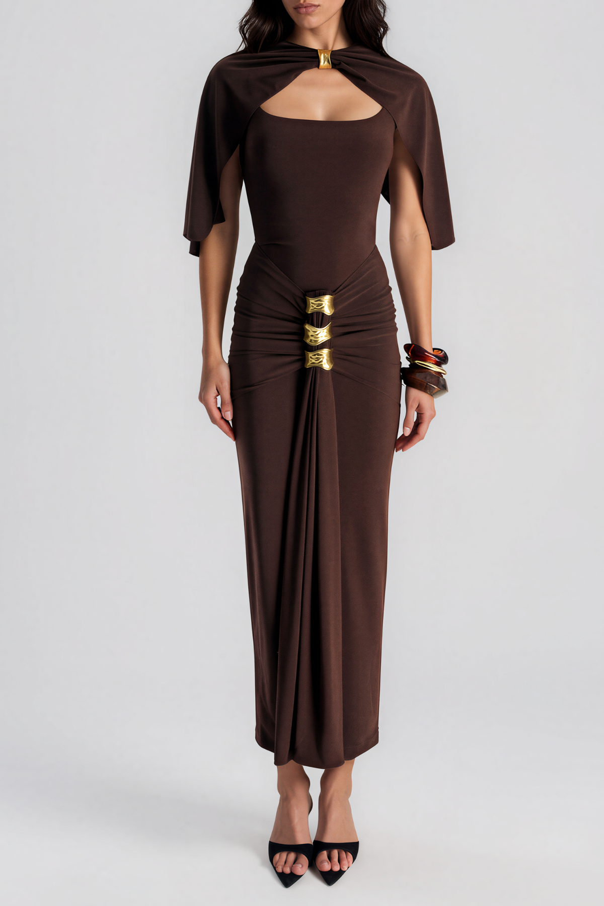 Ivailo Ruch Shawl Maxi Dress