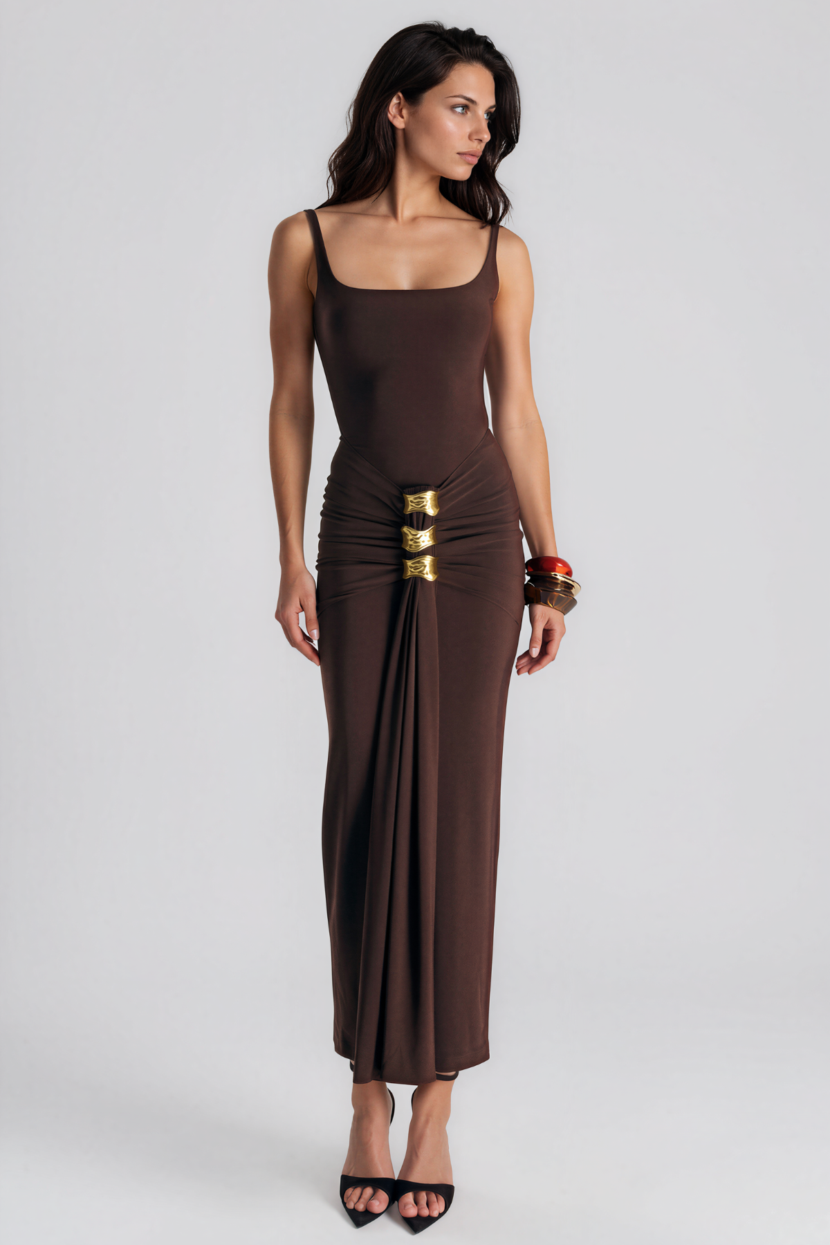 Ivailo Ruch Shawl Maxi Dress