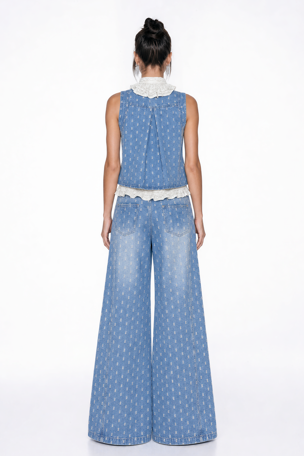 Ivalu Sleeveless Ripped Denim Pants Set