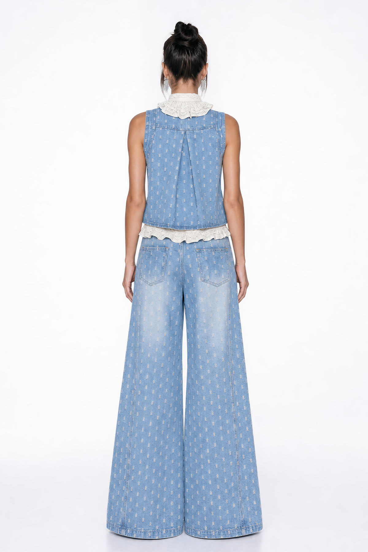 Ivalu Sleeveless Ripped Denim Pants Set