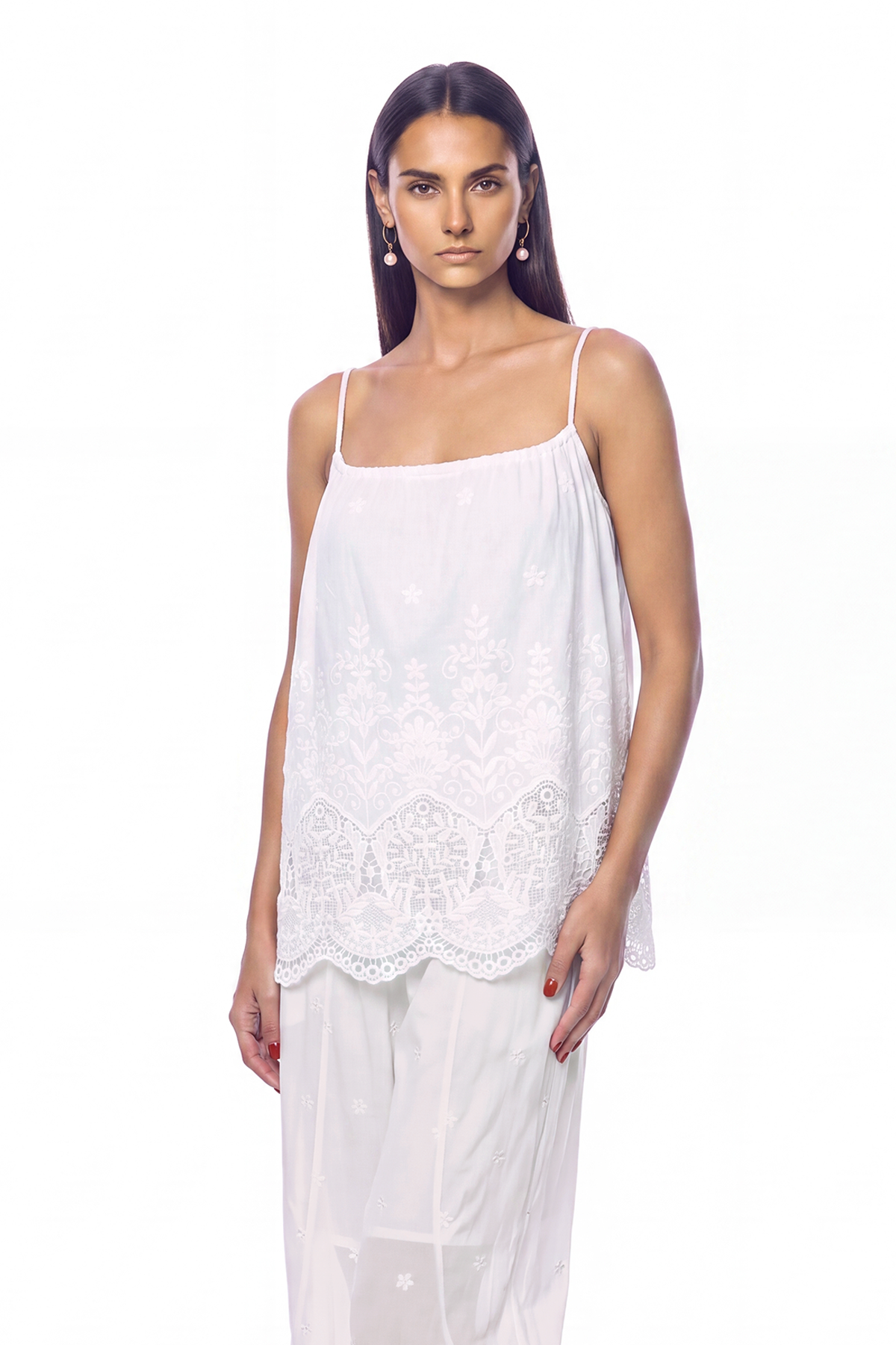 Ivane Spaghetti Embroidered Top