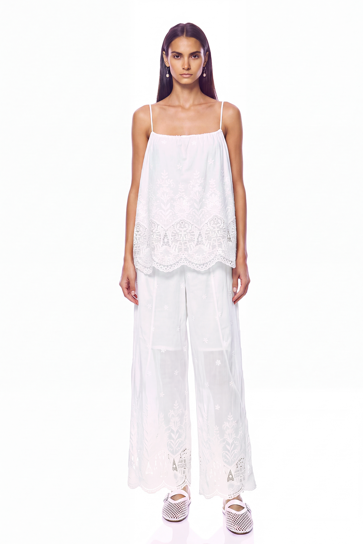 Ivane Spaghetti Embroidered Top