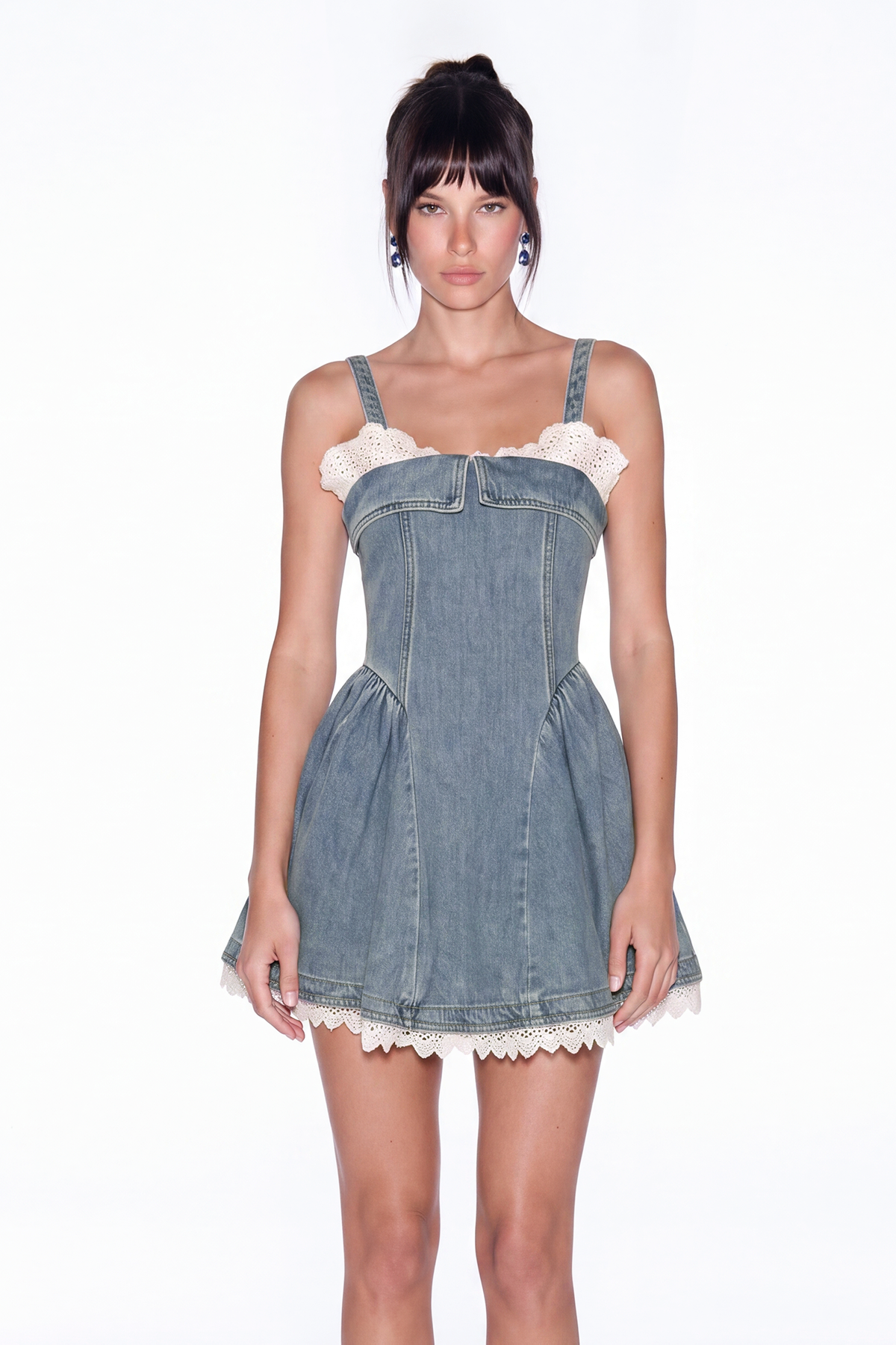 Ivarr Spaghetti Denim Mini Dress