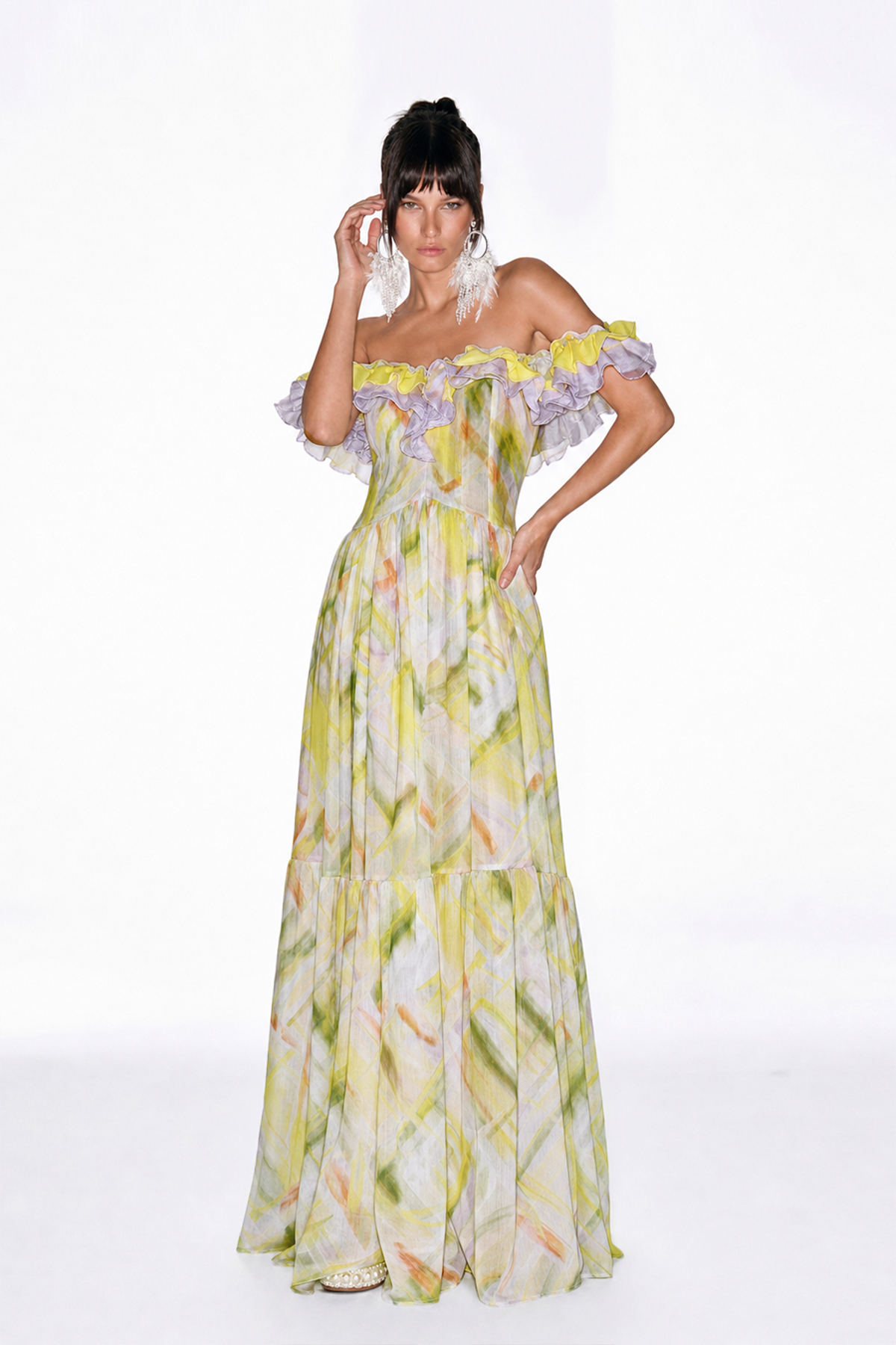 Ivelina Off Shoulder Ruffle Maxi Dress