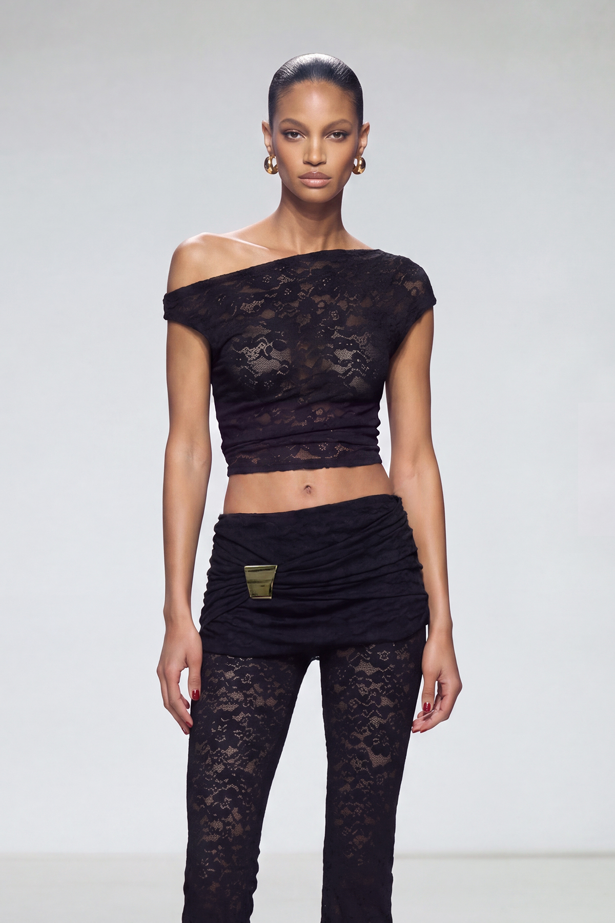Ivet Asymmetric Lace Pants Set