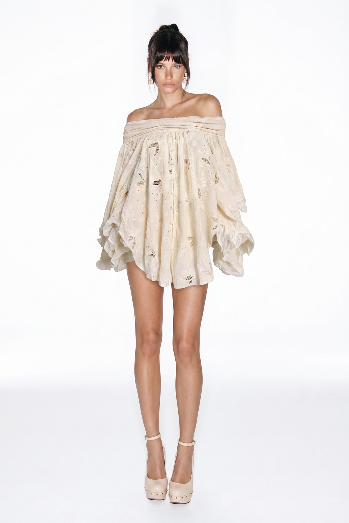 Iveta Ruffle Embroidered Skirt Set