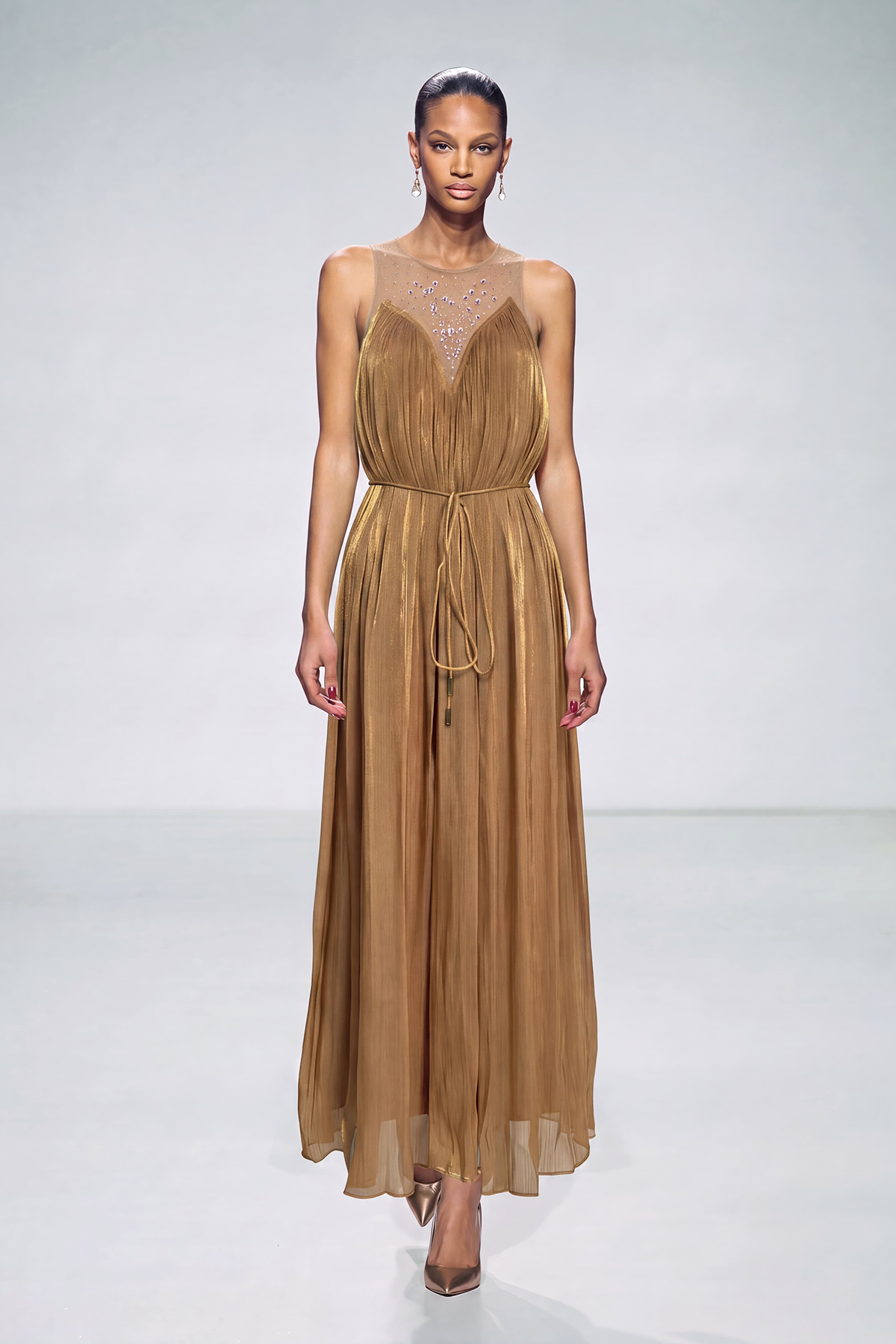 Ivete Sleeveless Crystal Maxi Dress