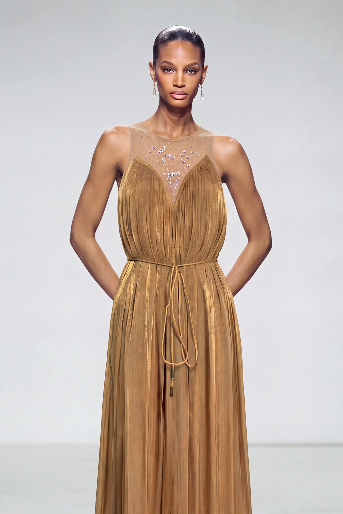 Ivete Sleeveless Crystal Maxi Dress