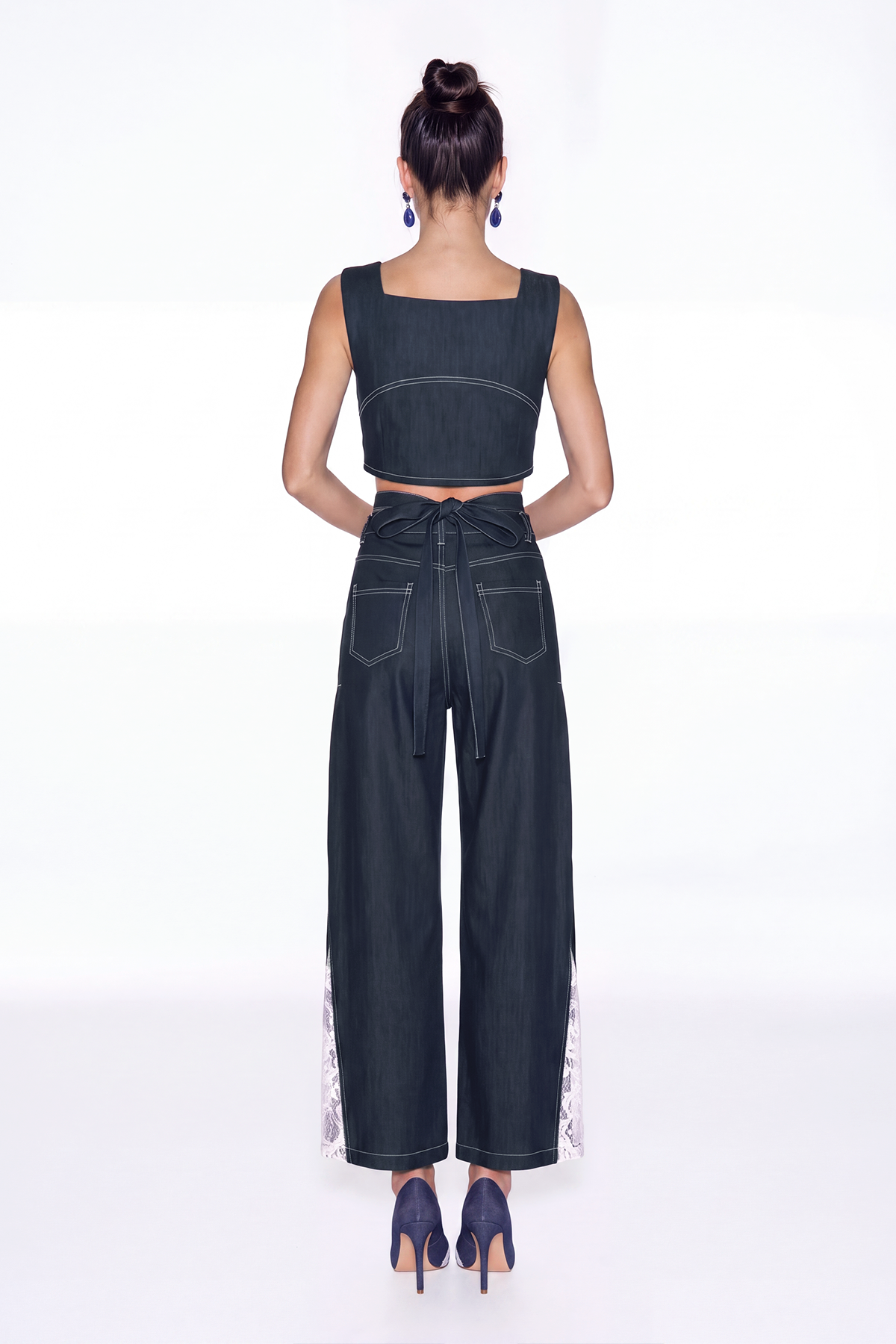 Ivette Sleeveless Denim Pants Set