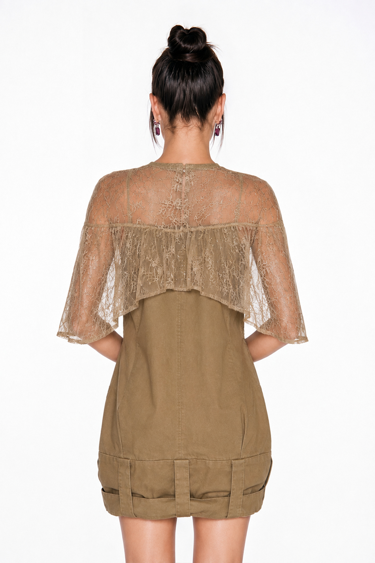Ivo Buckle Lace Shawl Mini Dress