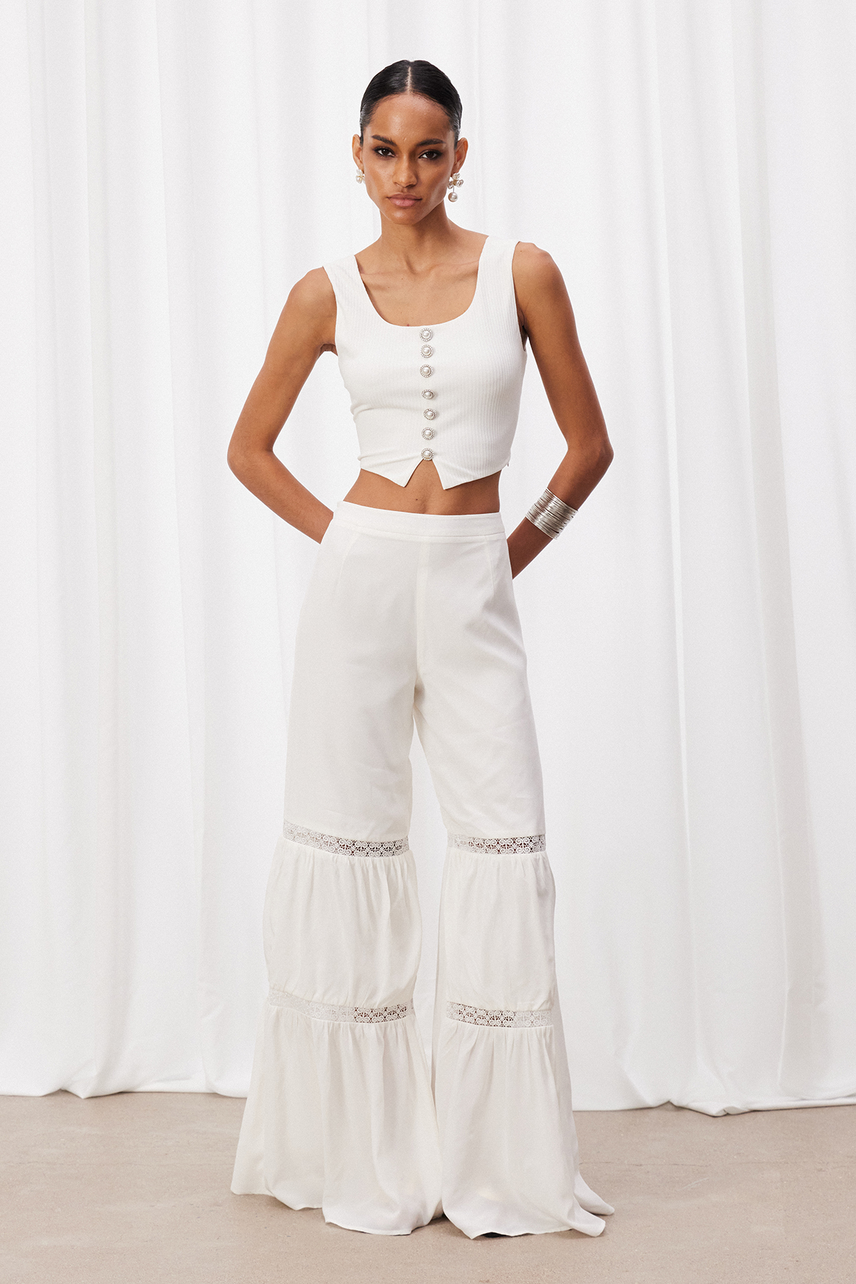 Ivonete Crop Button Pants Set