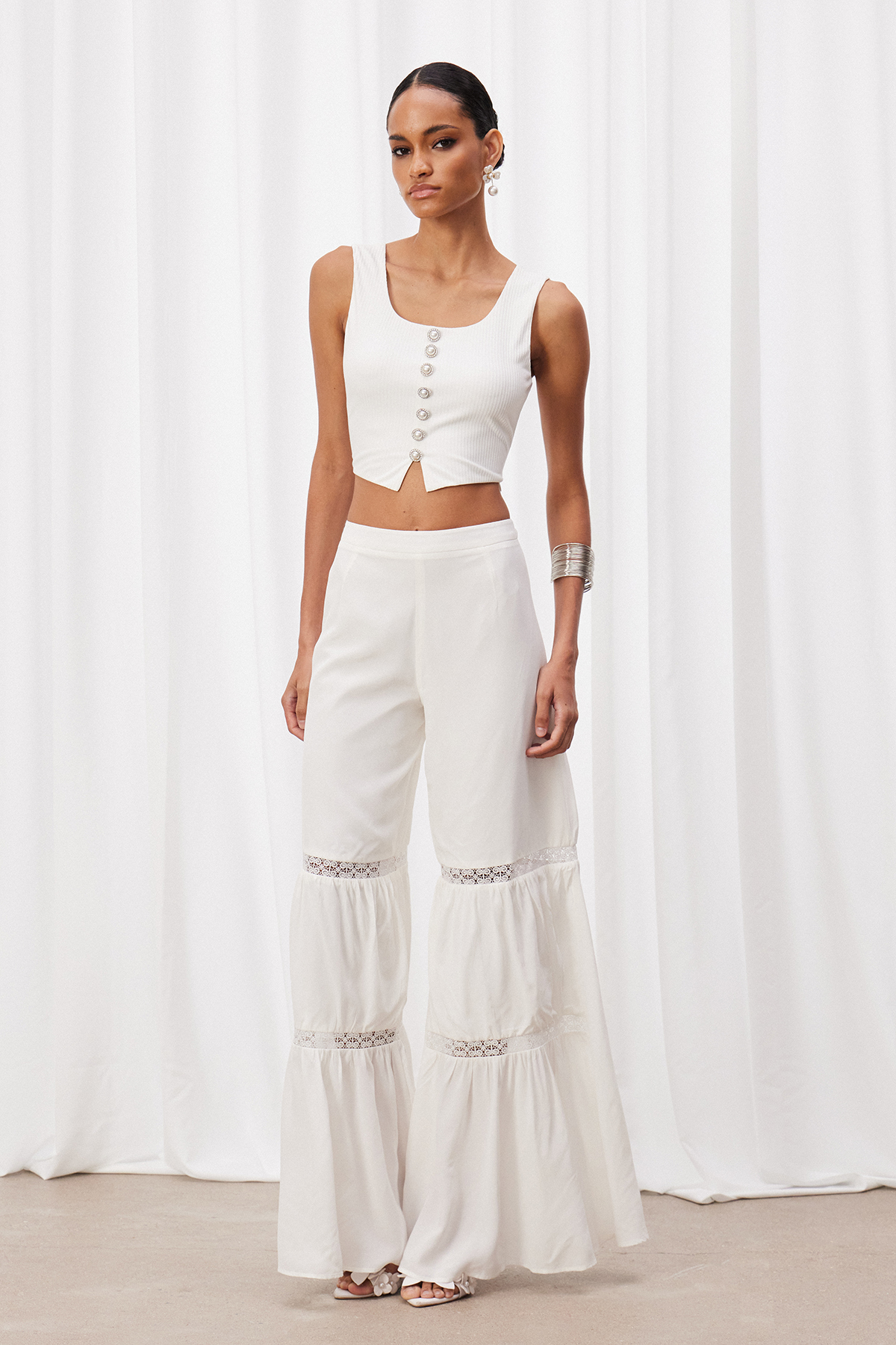 Ivonete Crop Button Pants Set