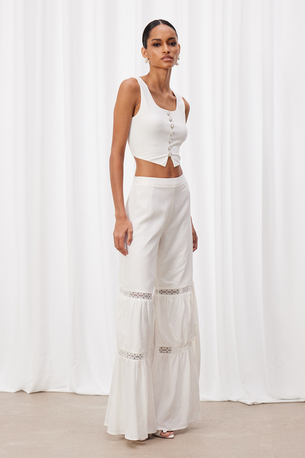 Ivonete Crop Button Pants Set