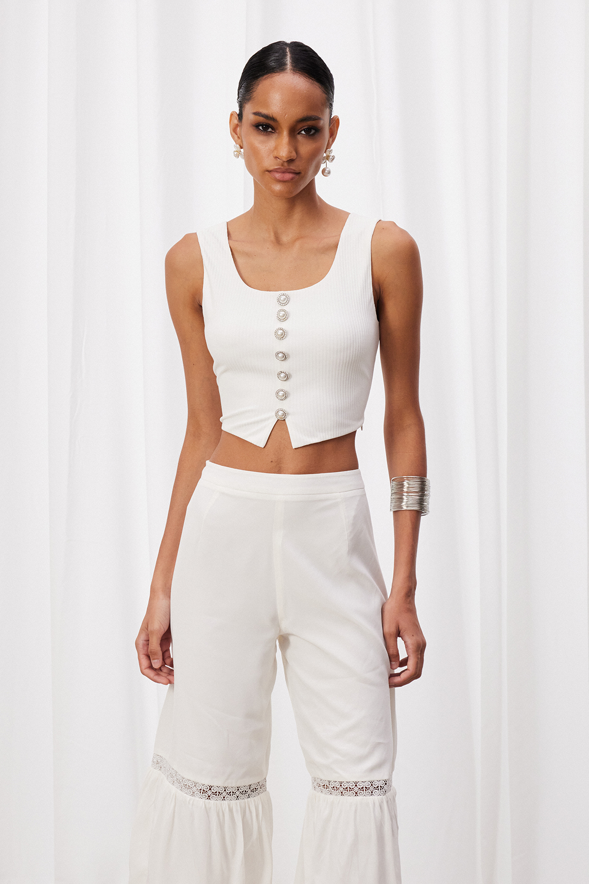Ivonete Crop Button Pants Set