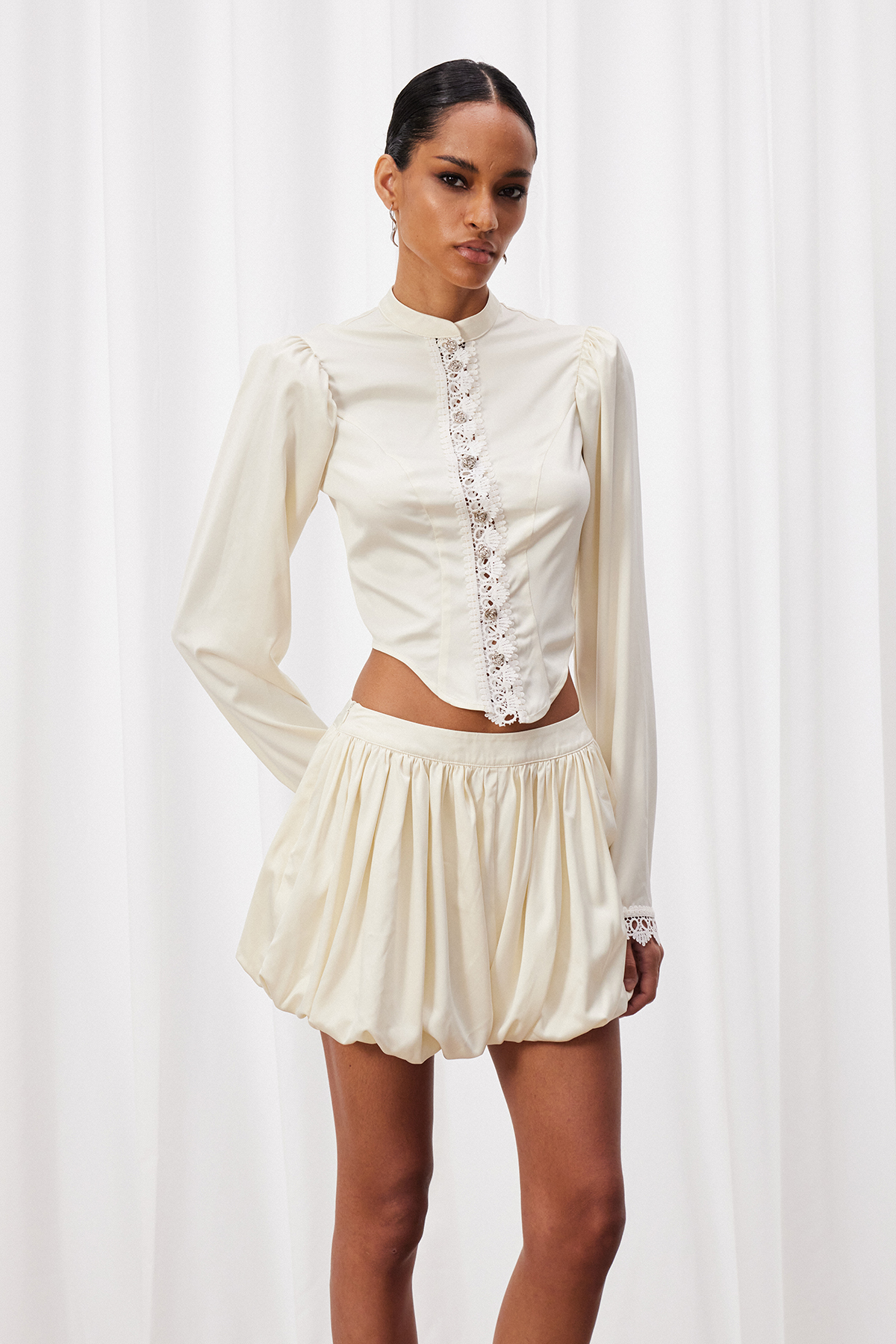 Iwo Satin Bubble Skirt Set