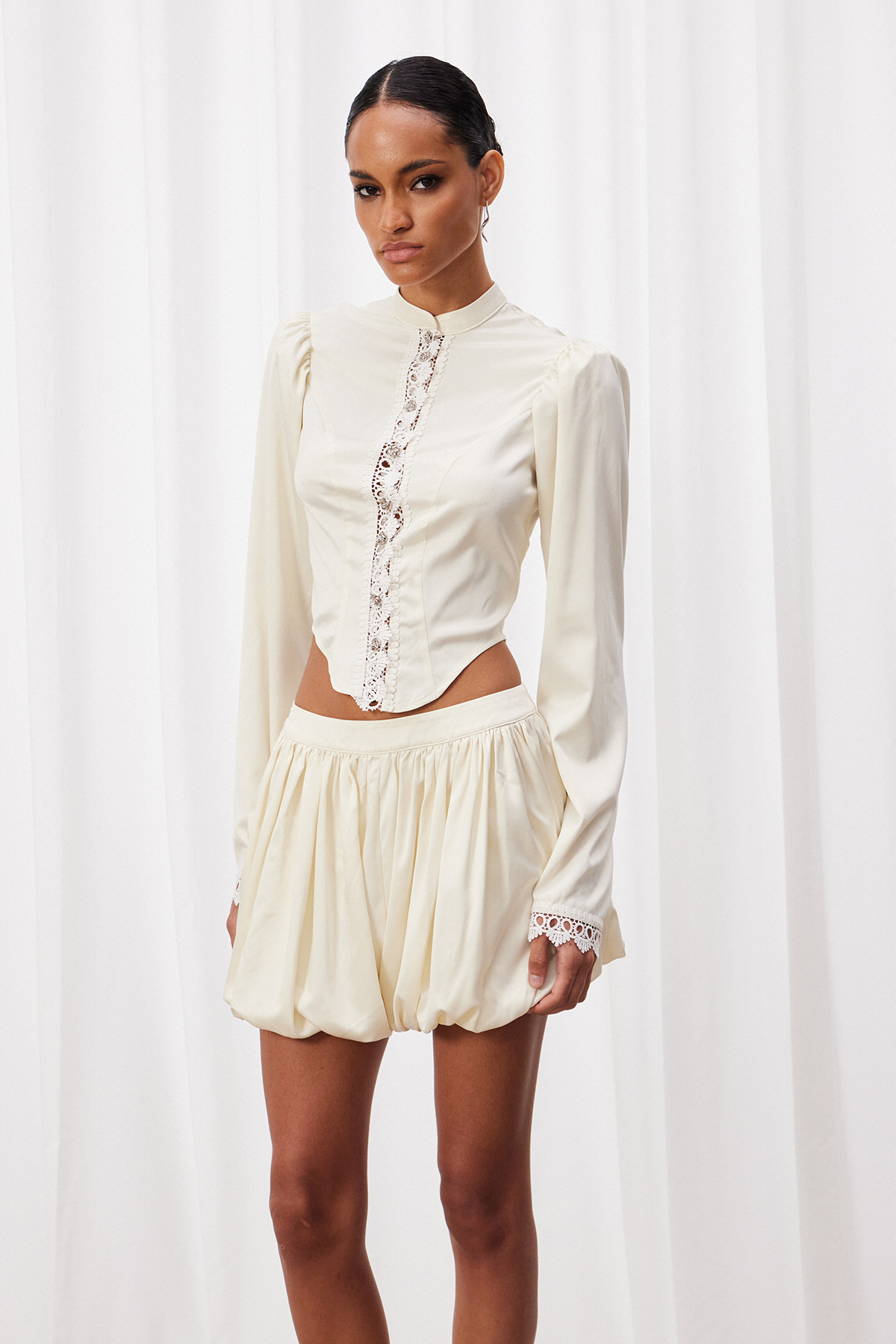 Iwo Satin Bubble Skirt Set