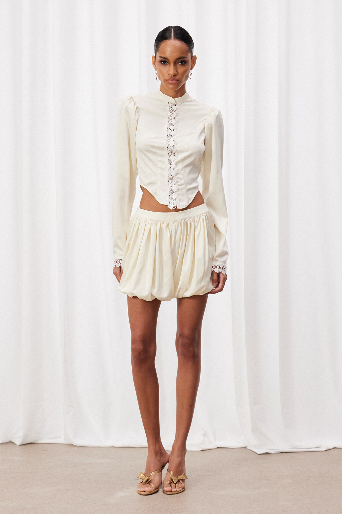 Iwo Satin Bubble Skirt Set