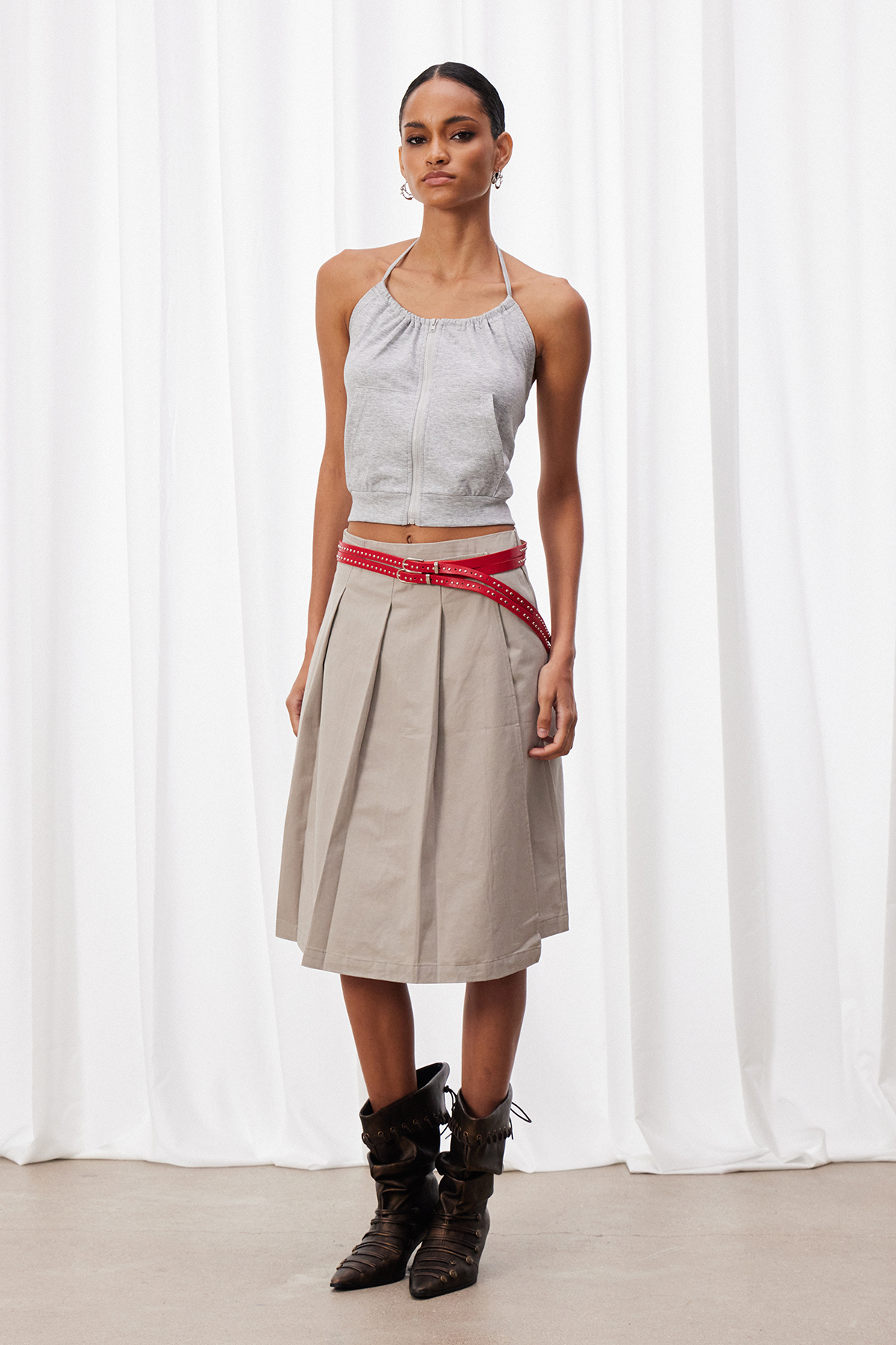 Iya Halter Neck Pleated Skirt Set