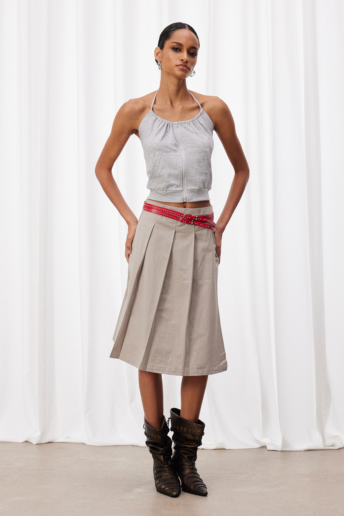 Iya Halter Neck Pleated Skirt Set