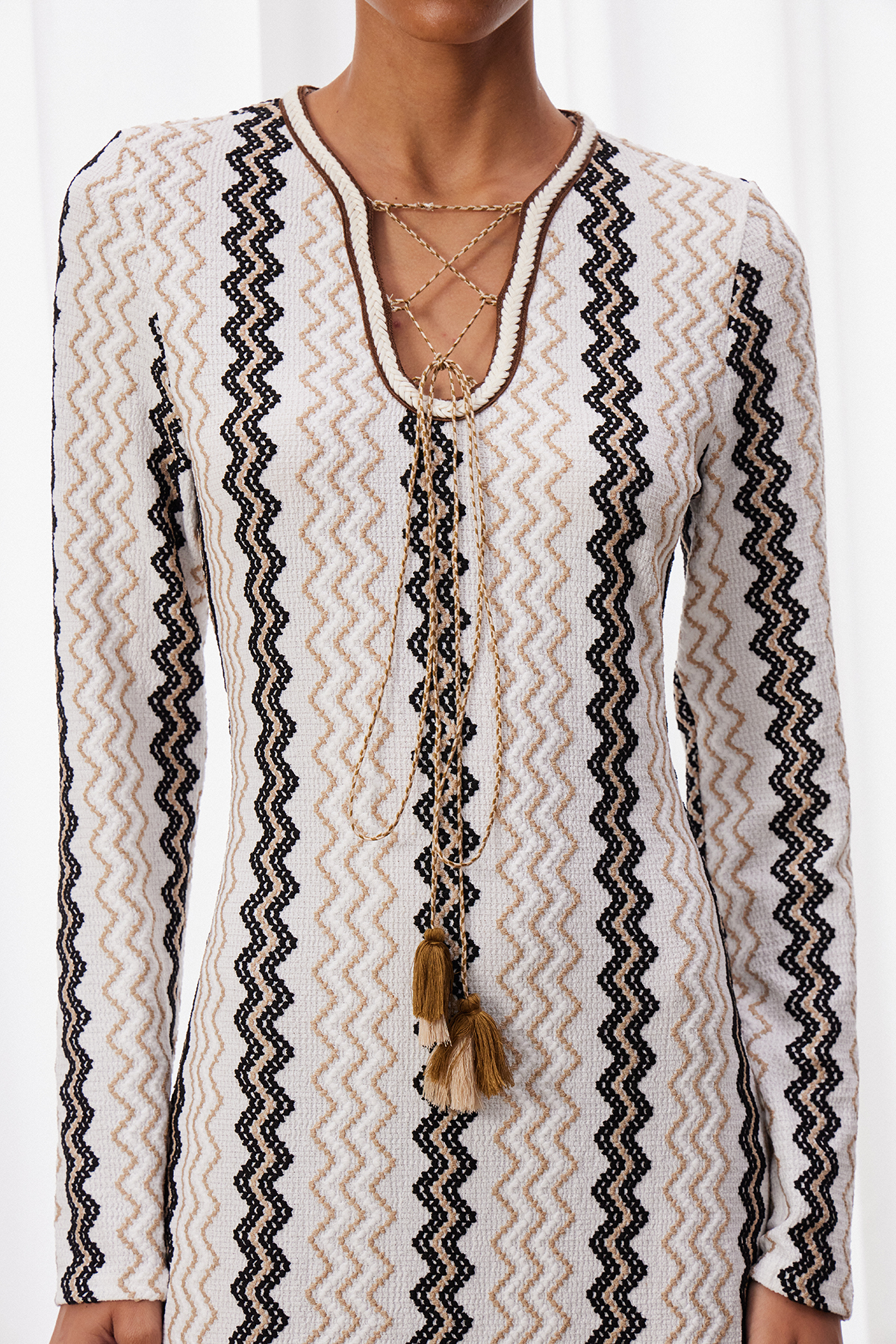 Iza Lace Up Stripe Maxi Dress