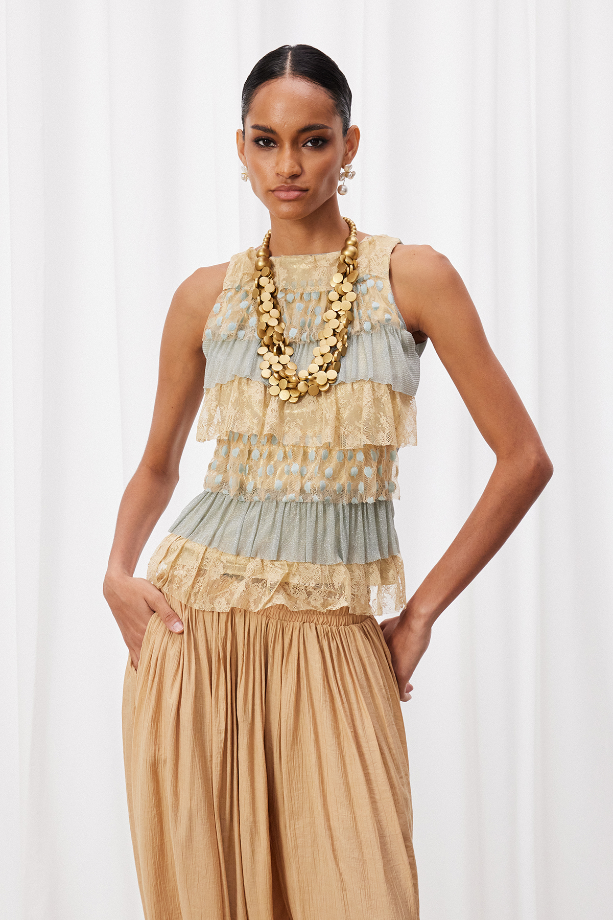 Izabela Ruffle Glitter Top