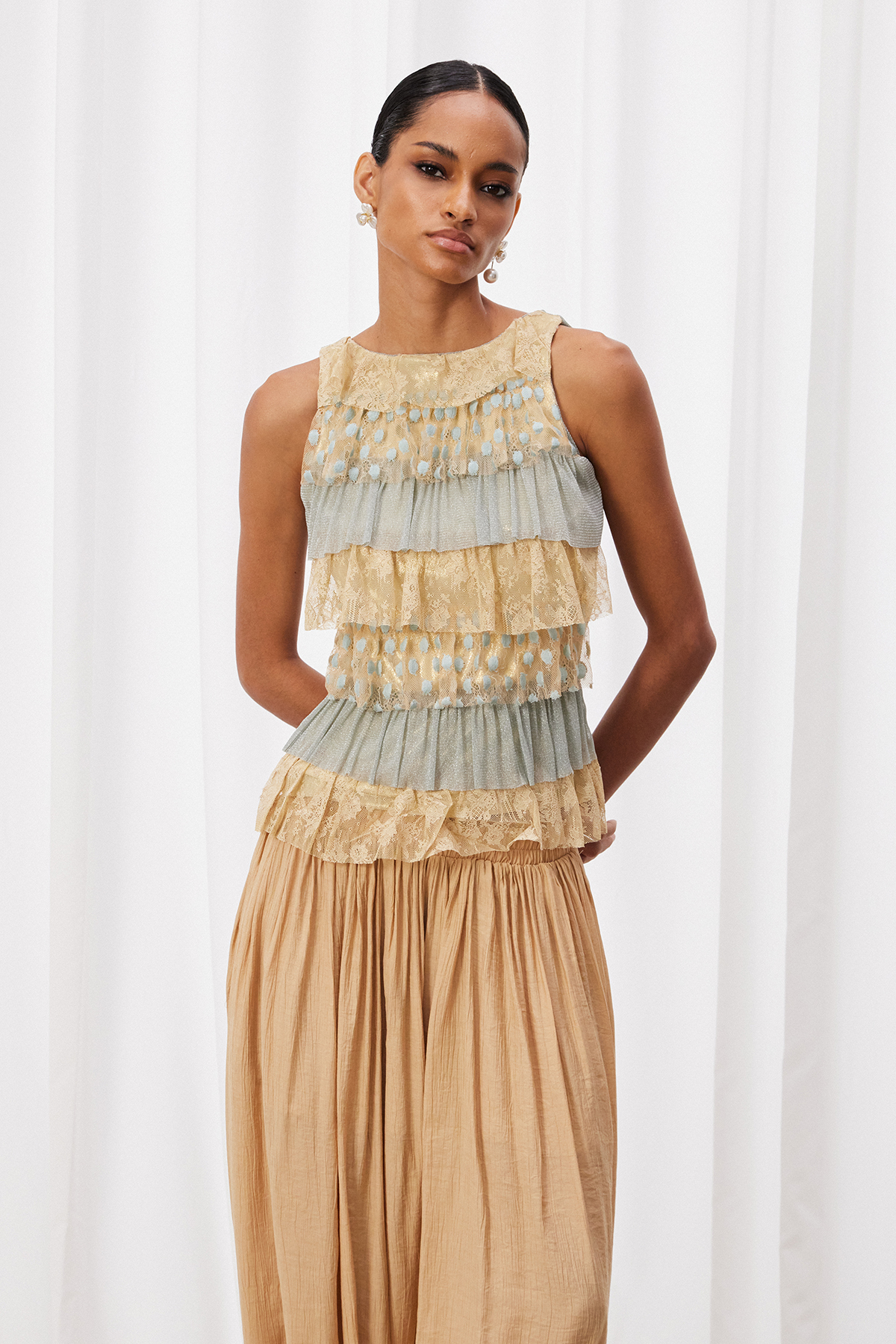 Izabela Ruffle Glitter Top