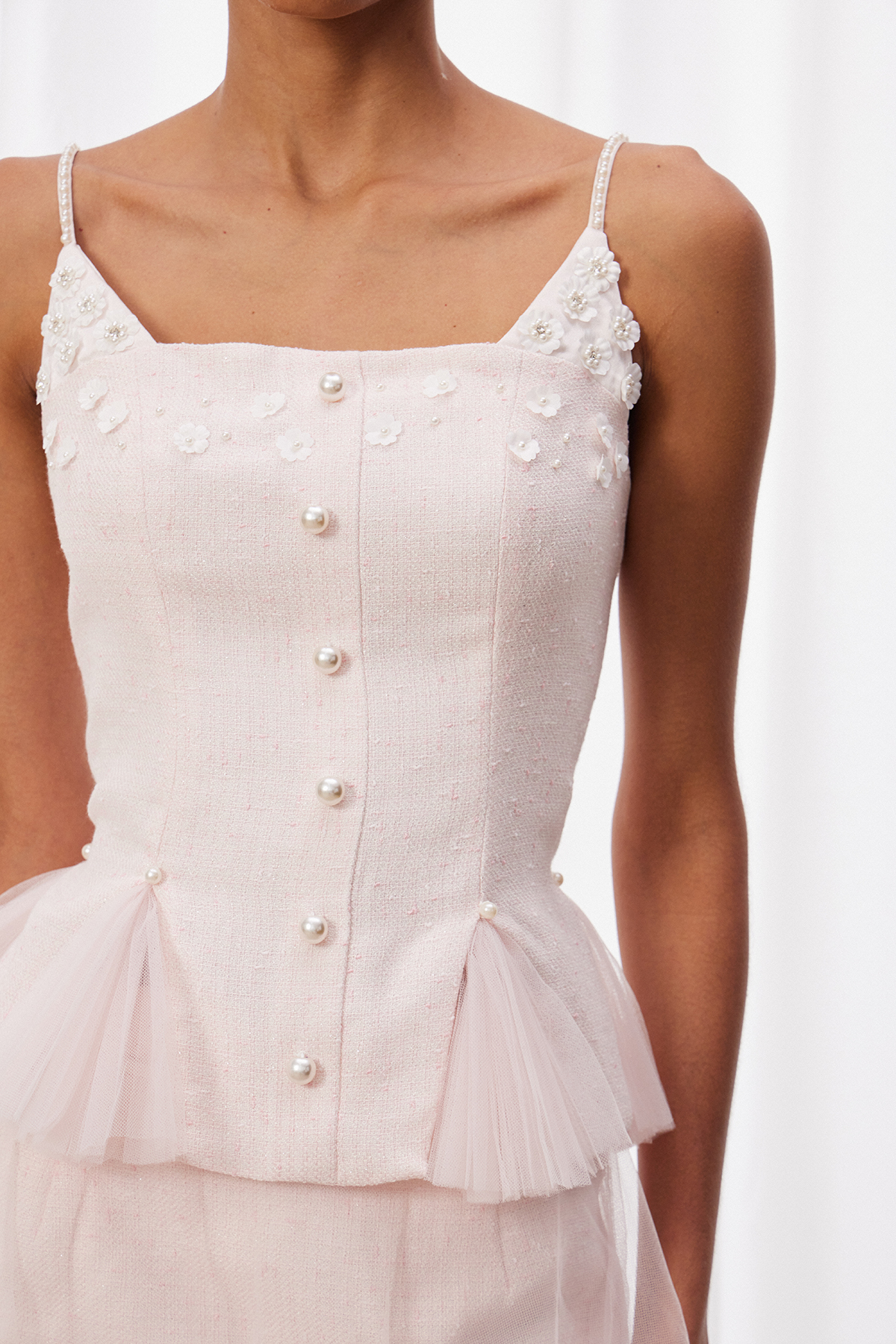 Izabella Pearl Mesh Skirt Set